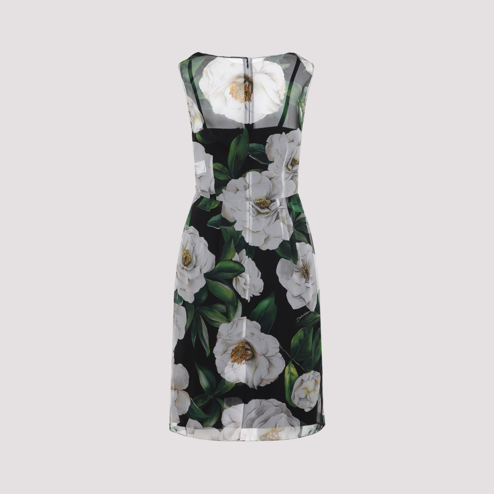 DOLCE & GABBANA Printed Silk Dress with Draped Neckline