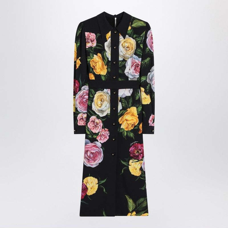 DOLCE & GABBANA Long Chemise Dress with Floral Print