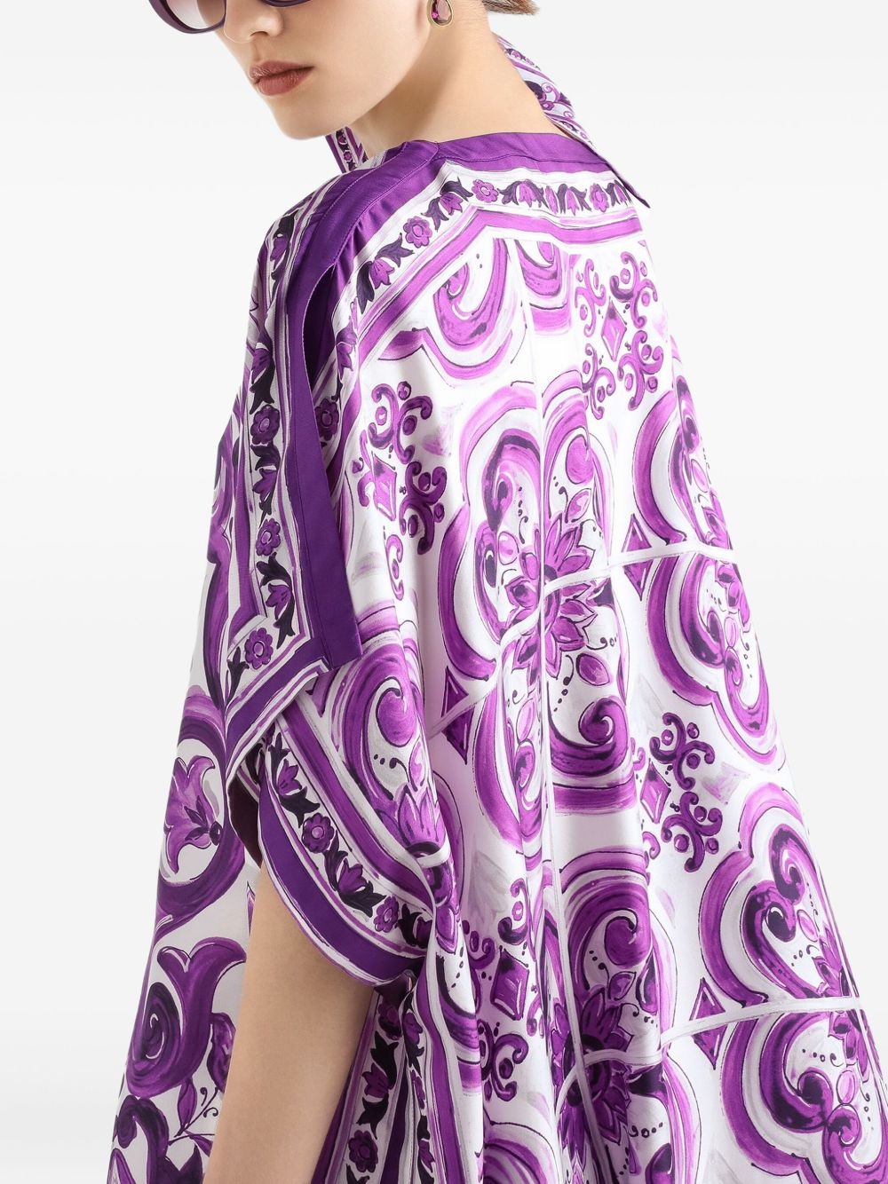 DOLCE & GABBANA Flared Hem Mini Silk Kaftan