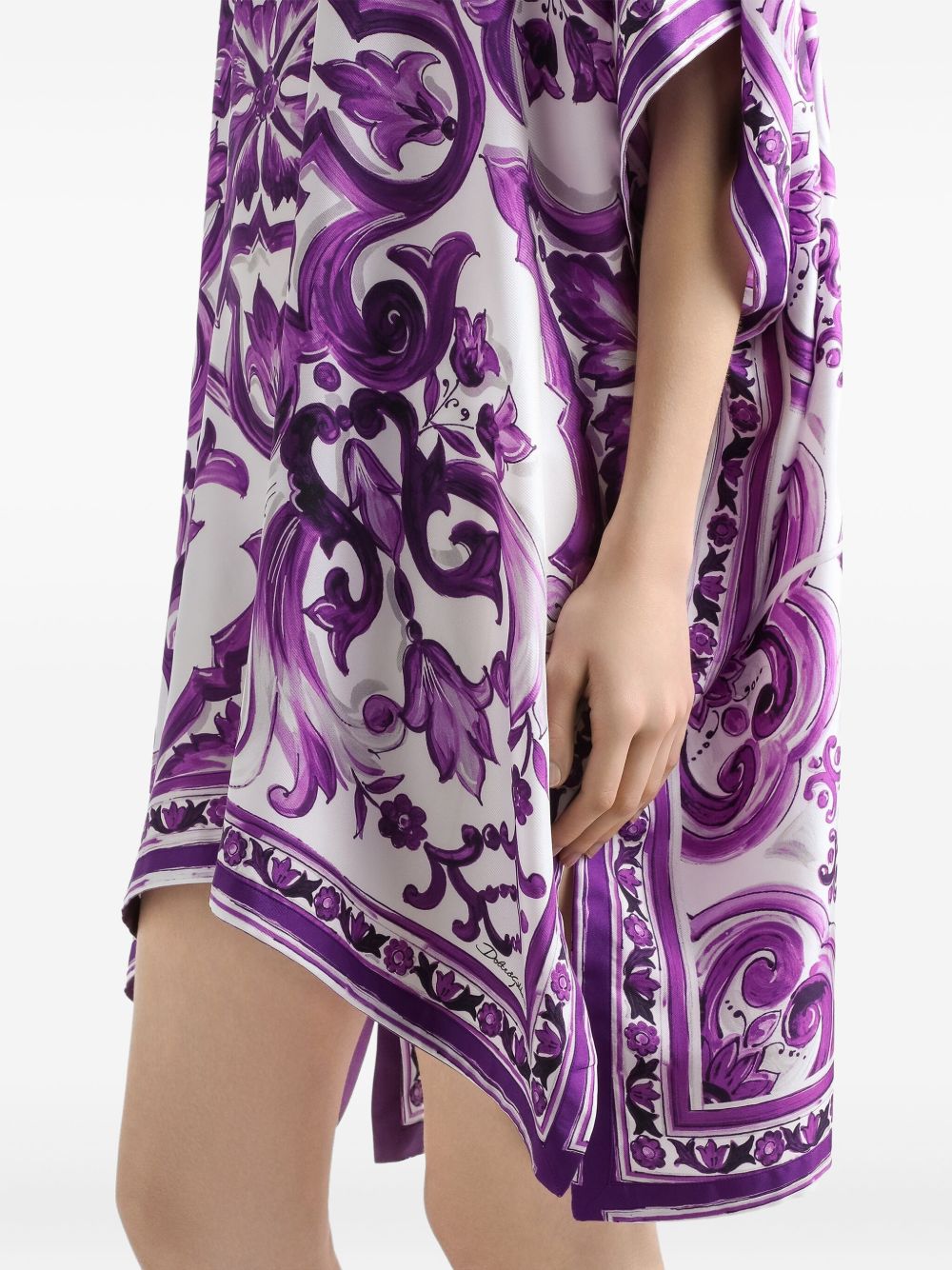 DOLCE & GABBANA Flared Hem Mini Silk Kaftan