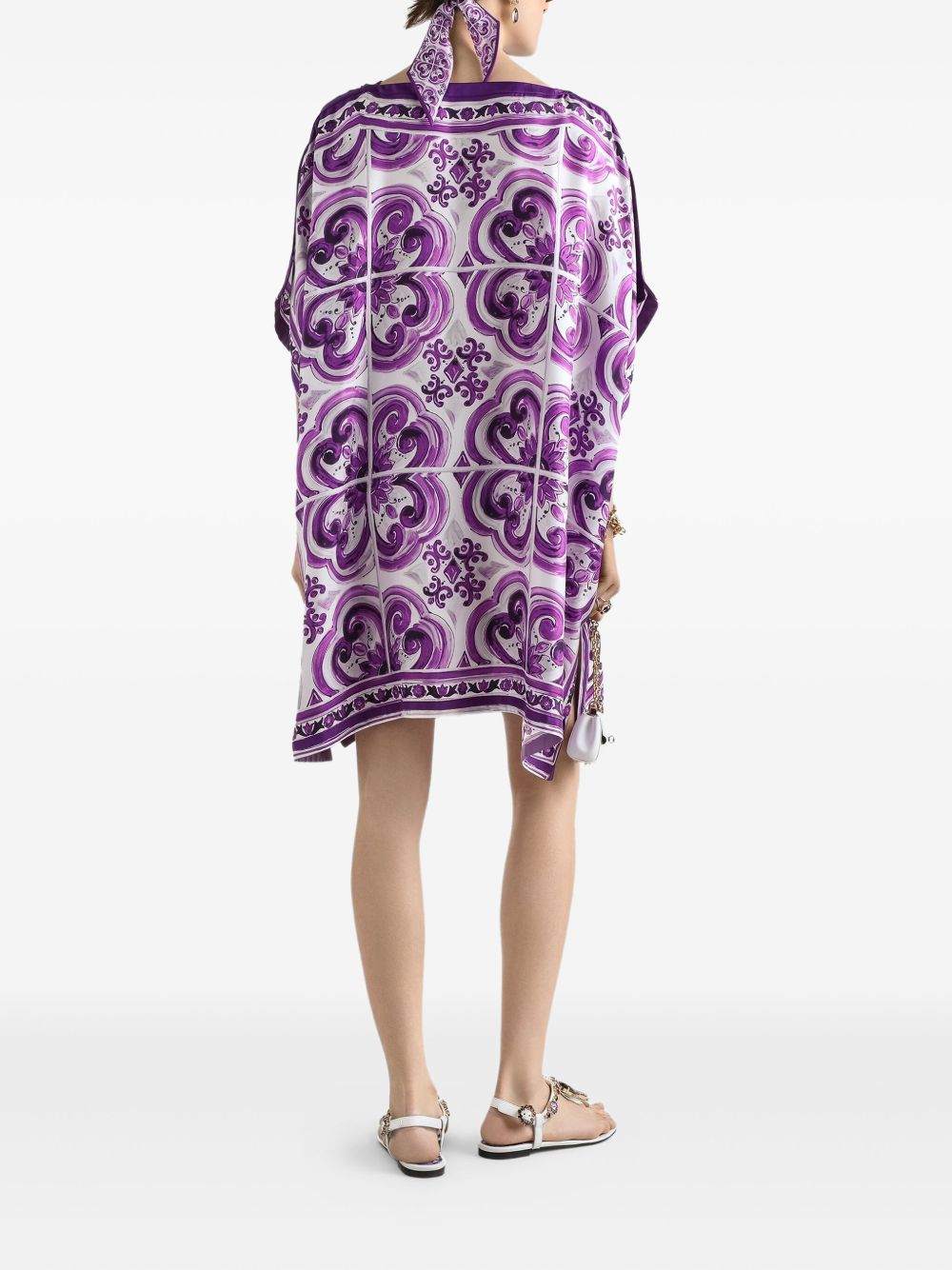 DOLCE & GABBANA Flared Hem Mini Silk Kaftan