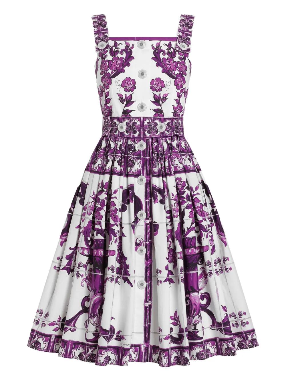 DOLCE & GABBANA Maiolica Print Midi Dress