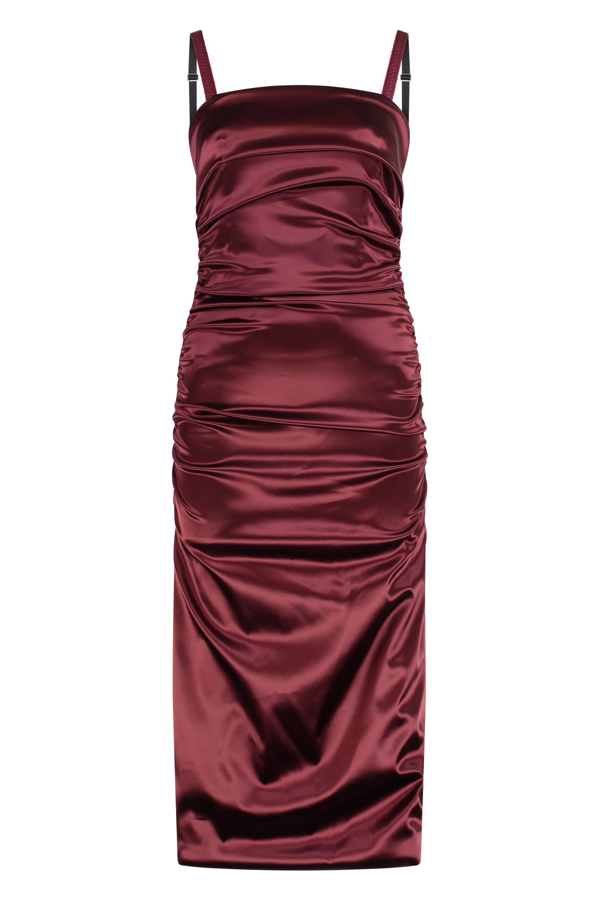 DOLCE & GABBANA Elegant Satin Mini Dress with Decorative Gathering