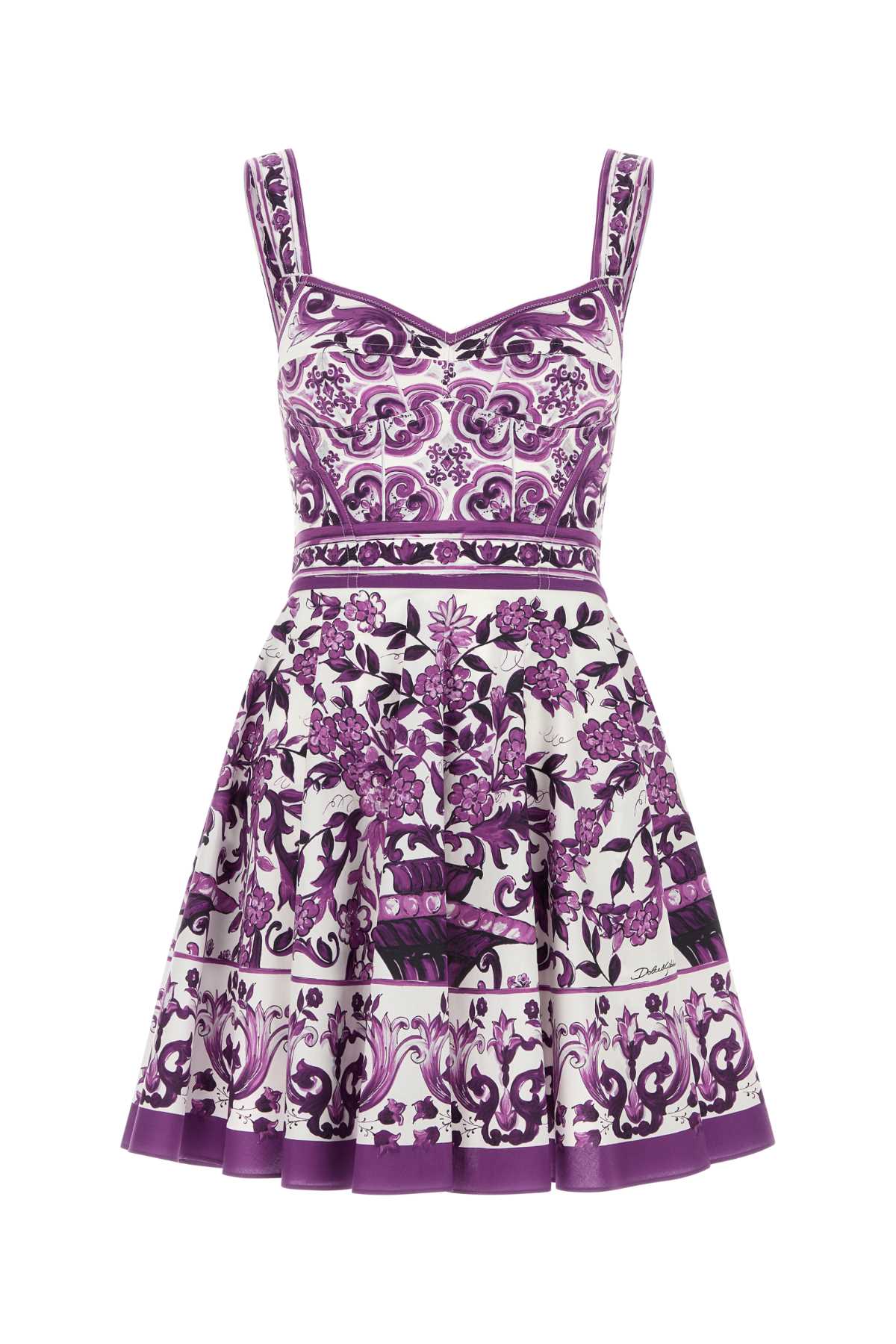 DOLCE & GABBANA Maiolica Print Cotton Blend Dress - Women's Mini Dress for FW25