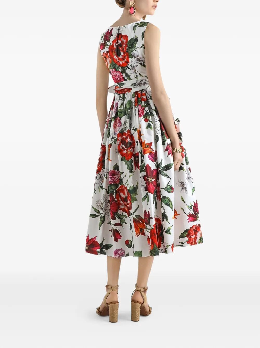 DOLCE & GABBANA Floral-Print Sleeveless Poplin Mini Dress