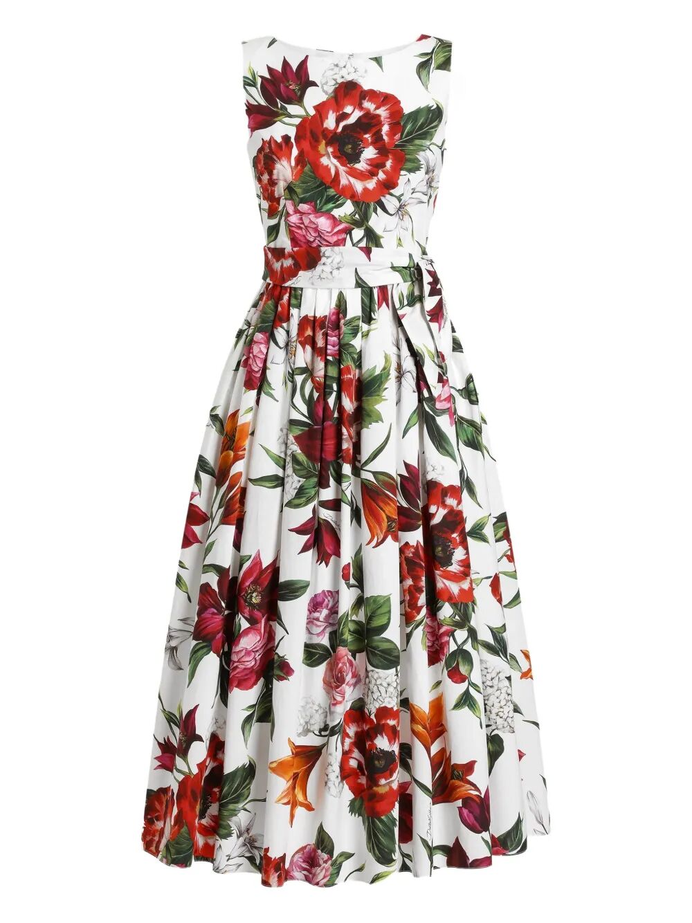 DOLCE & GABBANA Floral-Print Sleeveless Poplin Mini Dress