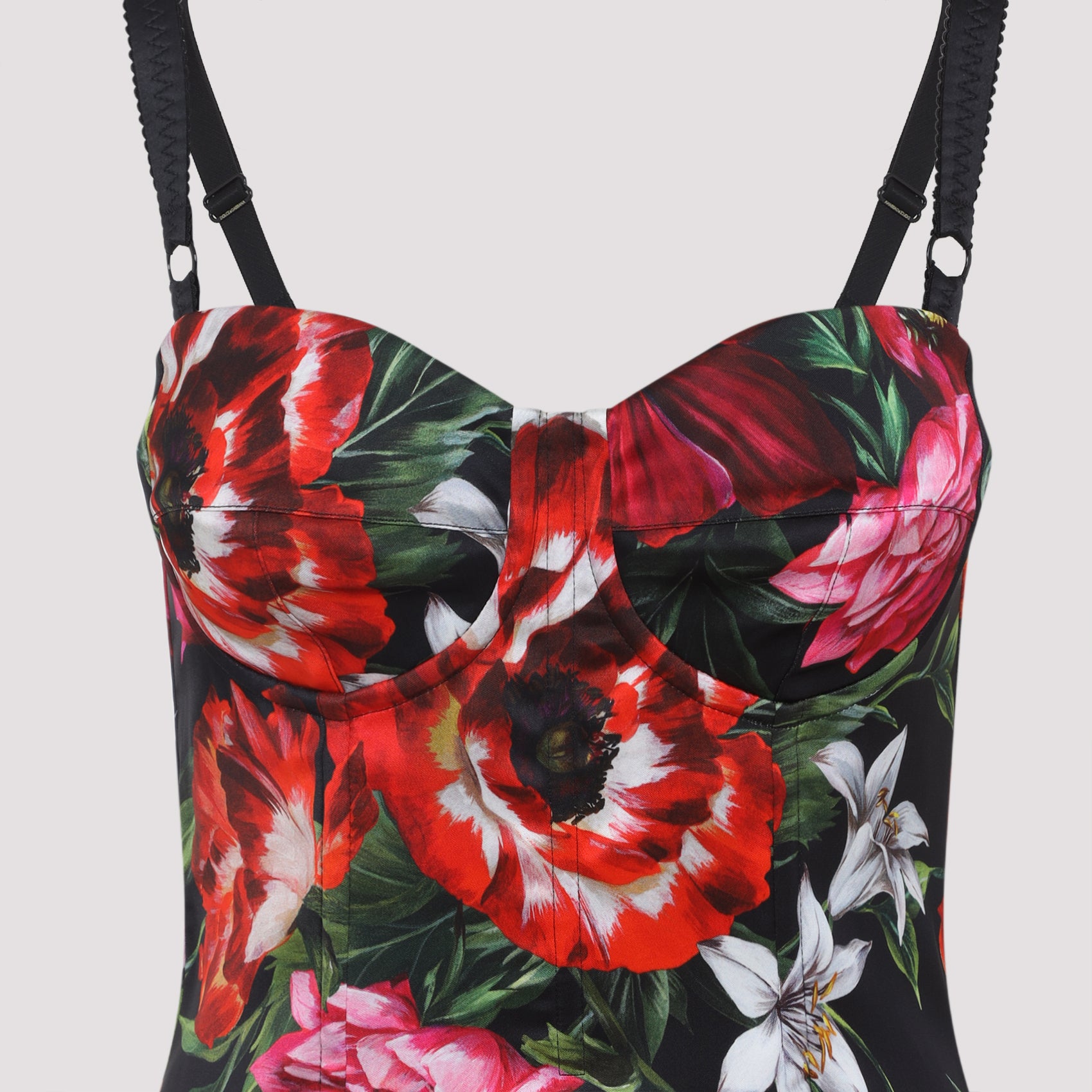 DOLCE & GABBANA Satin Printed Dress with Square Neck and Rear Zip - Women's FW25