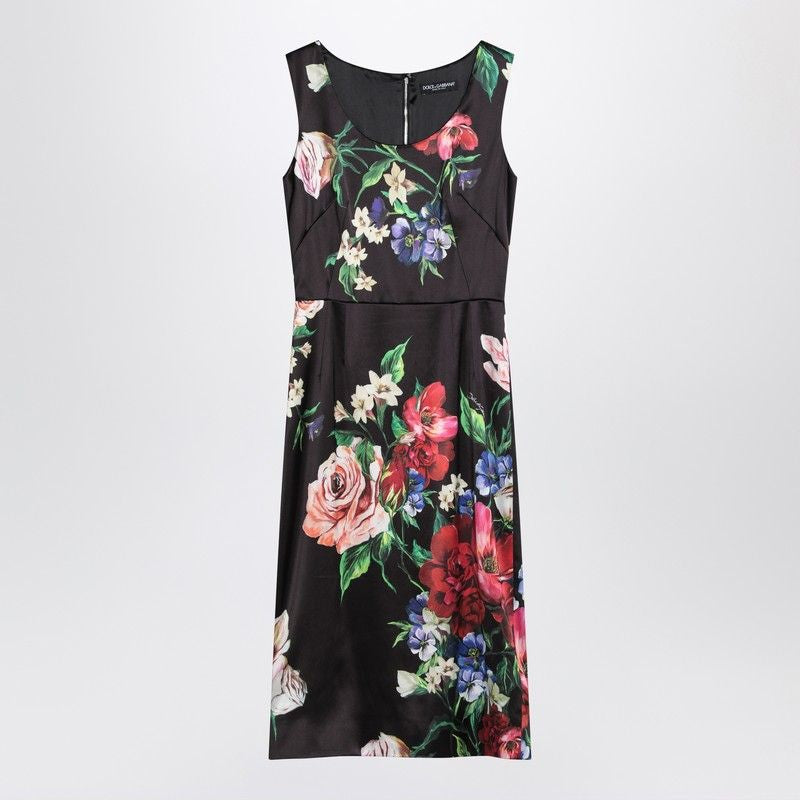 DOLCE & GABBANA Floral Print Sleeveless Round-Neck Mini Dress