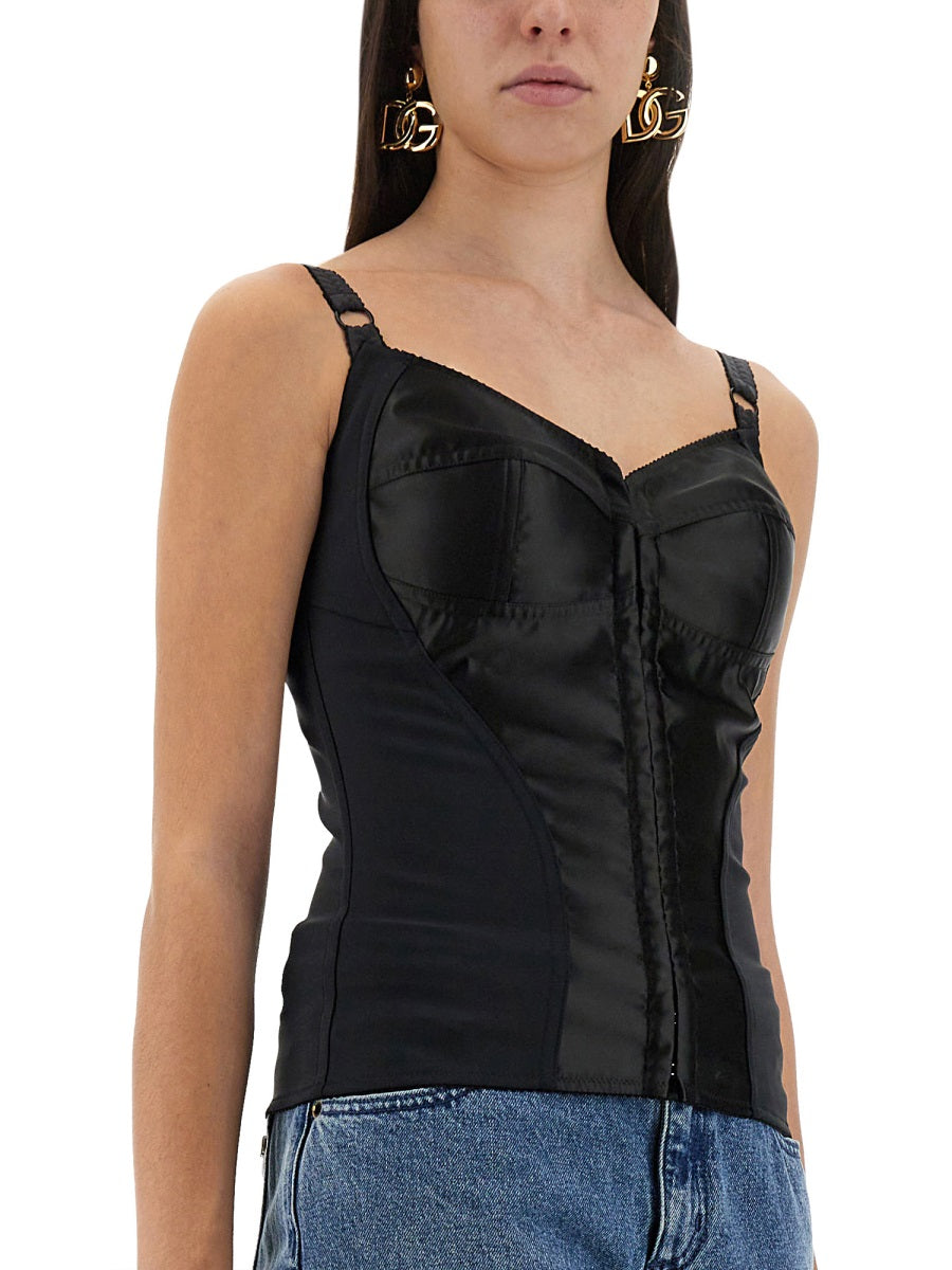 DOLCE & GABBANA Satin Bustier Top - Size 40