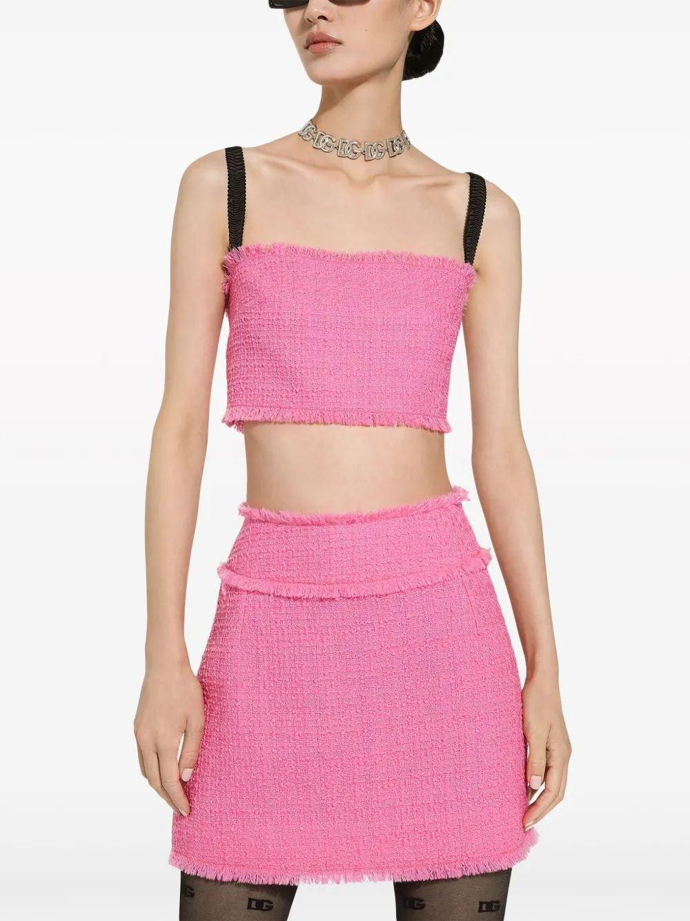 DOLCE & GABBANA Feminine Tweed Crop Top