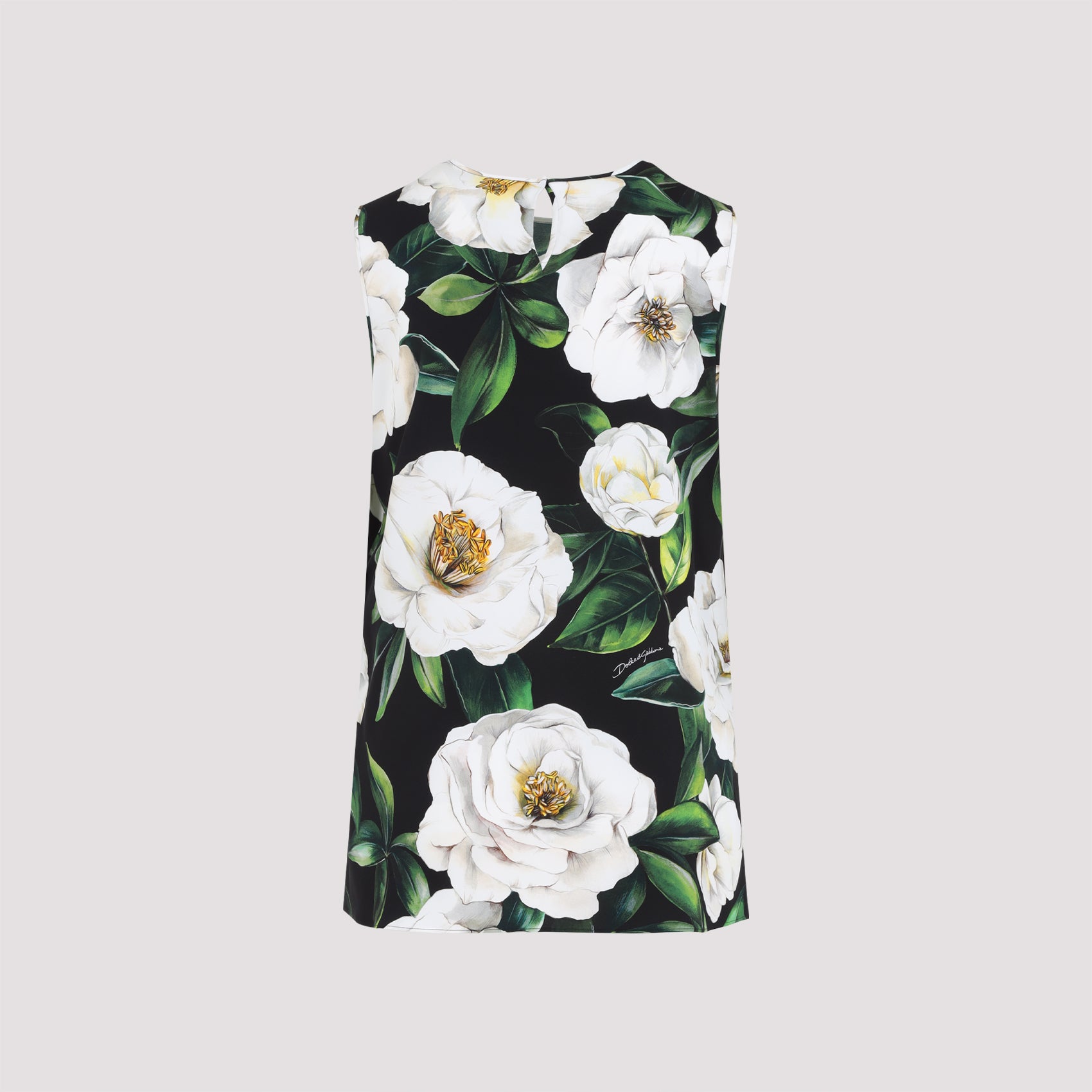 DOLCE & GABBANA Gardenia Print Sleeveless Charmeuse Mini Top