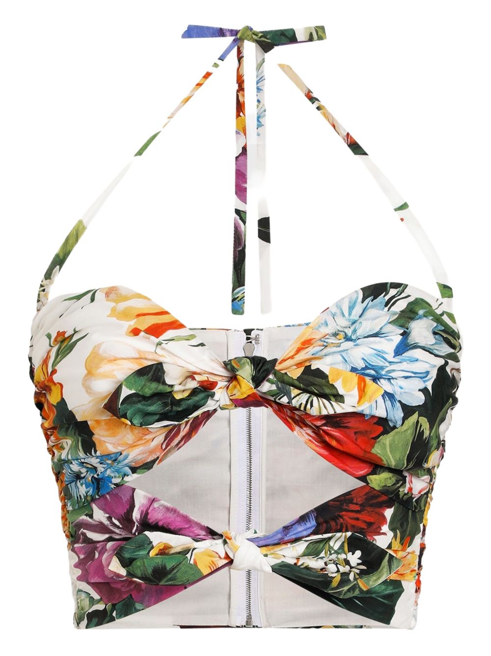 DOLCE & GABBANA Flower Bouquet-Print Poplin Top