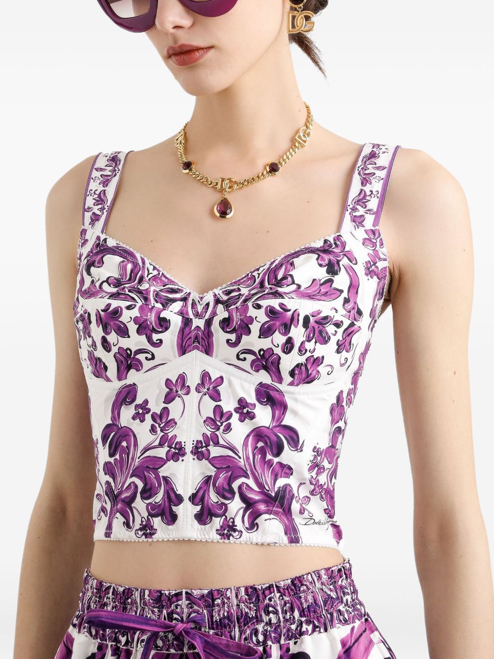 DOLCE & GABBANA Maiolica Print Bustier Top