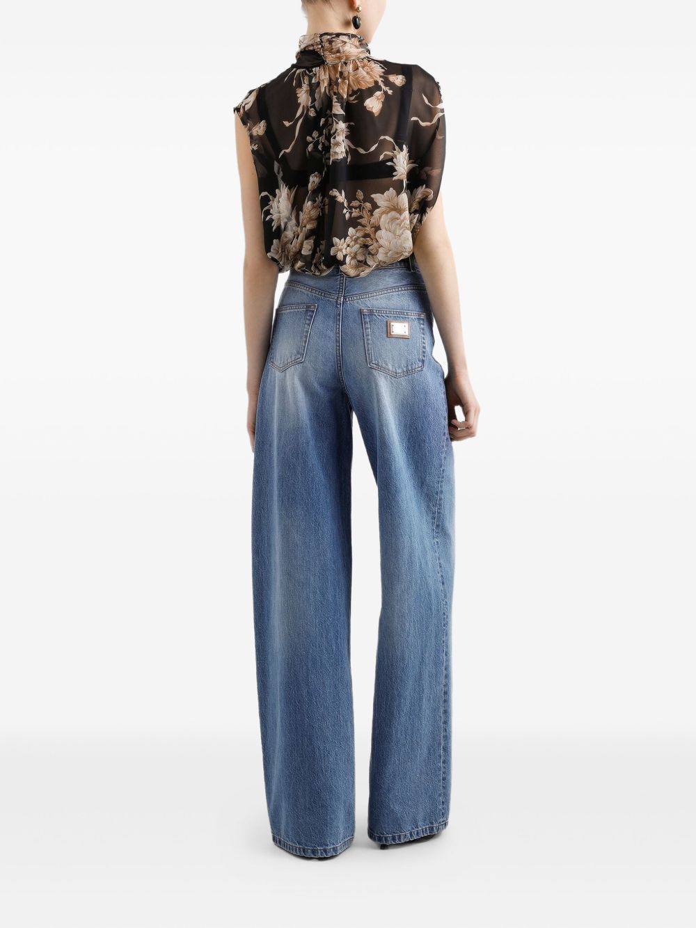 DOLCE & GABBANA Floral Print Blouse with Bow Neck for Women