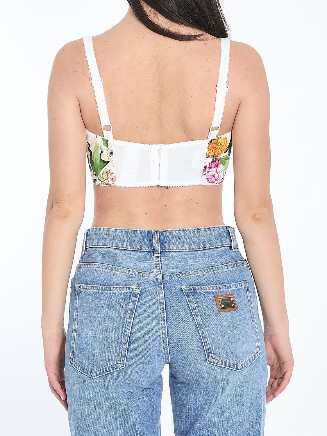 DOLCE & GABBANA Floral Print Cotton Crop Top