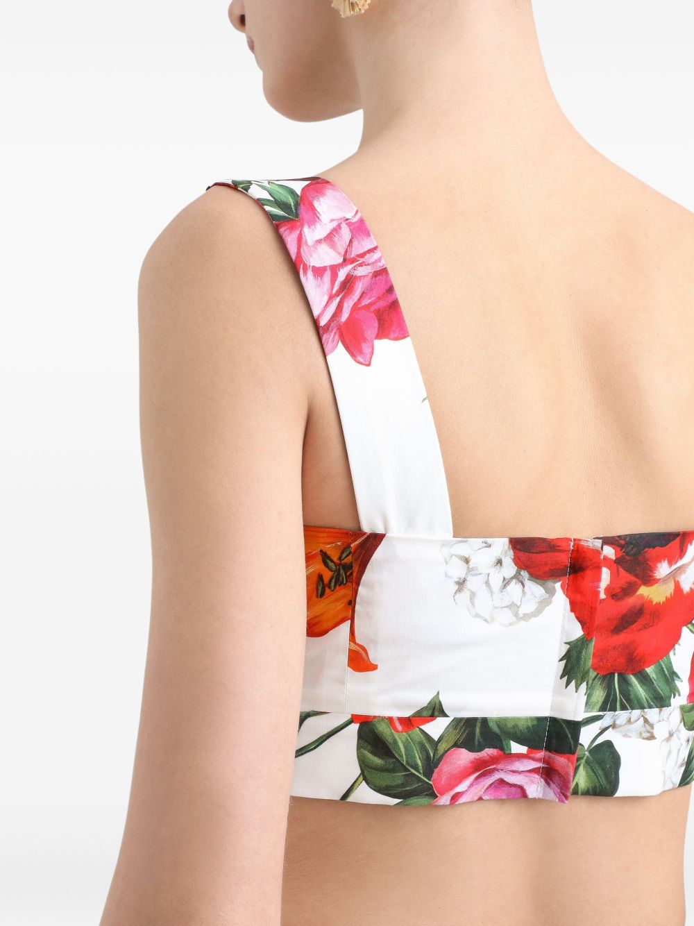 DOLCE & GABBANA Mini Flower Print Cotton Crop Top