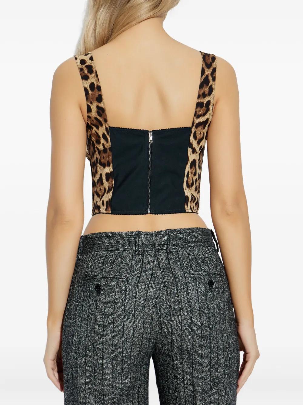 DOLCE & GABBANA Leopard Print Bustier Top