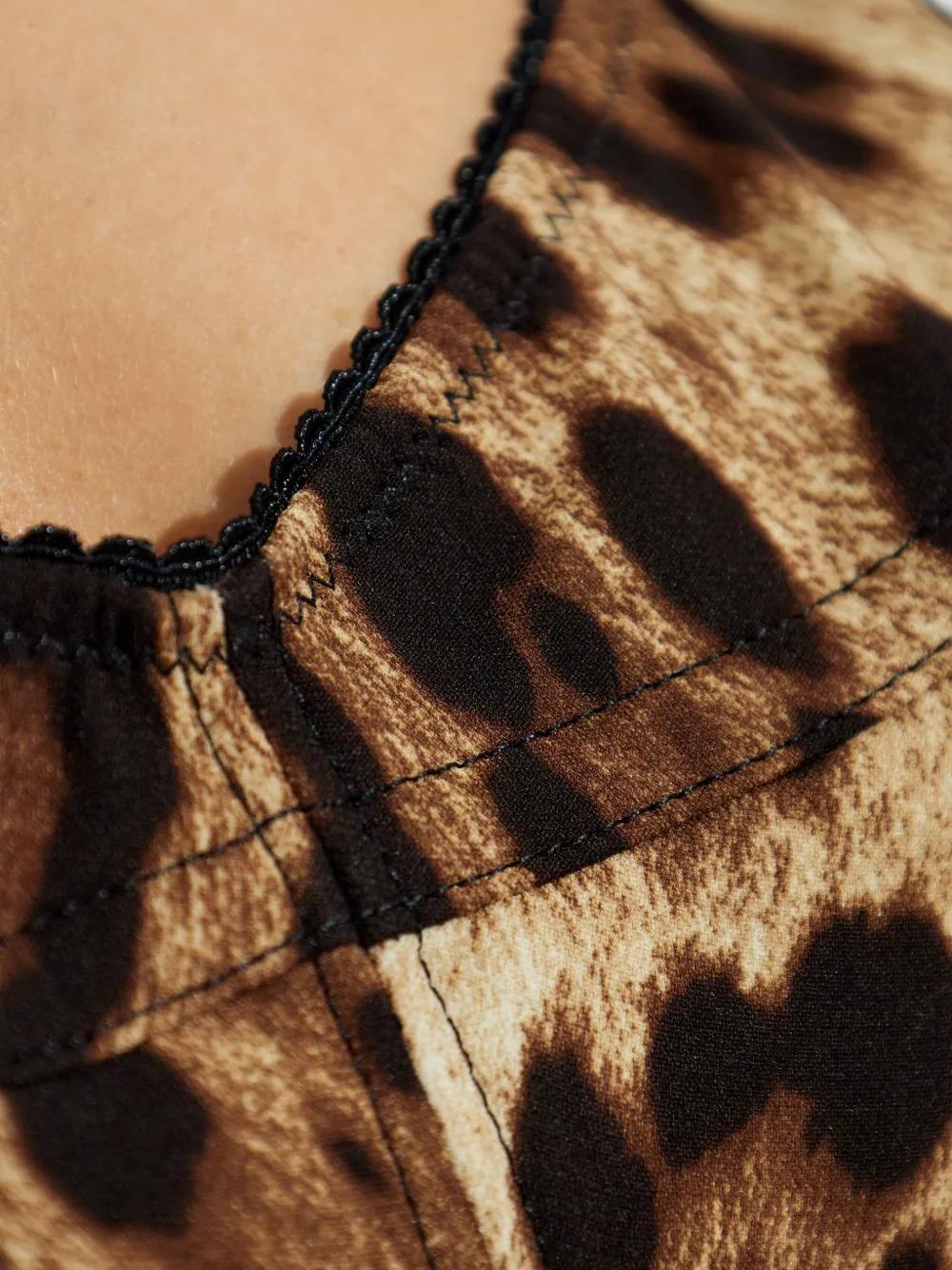 DOLCE & GABBANA Leopard Print Bustier Top