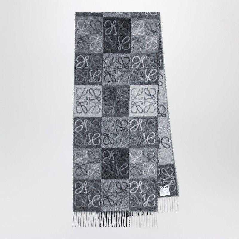 LOEWE Reversible Wool & Cashmere Checkerboard Scarf