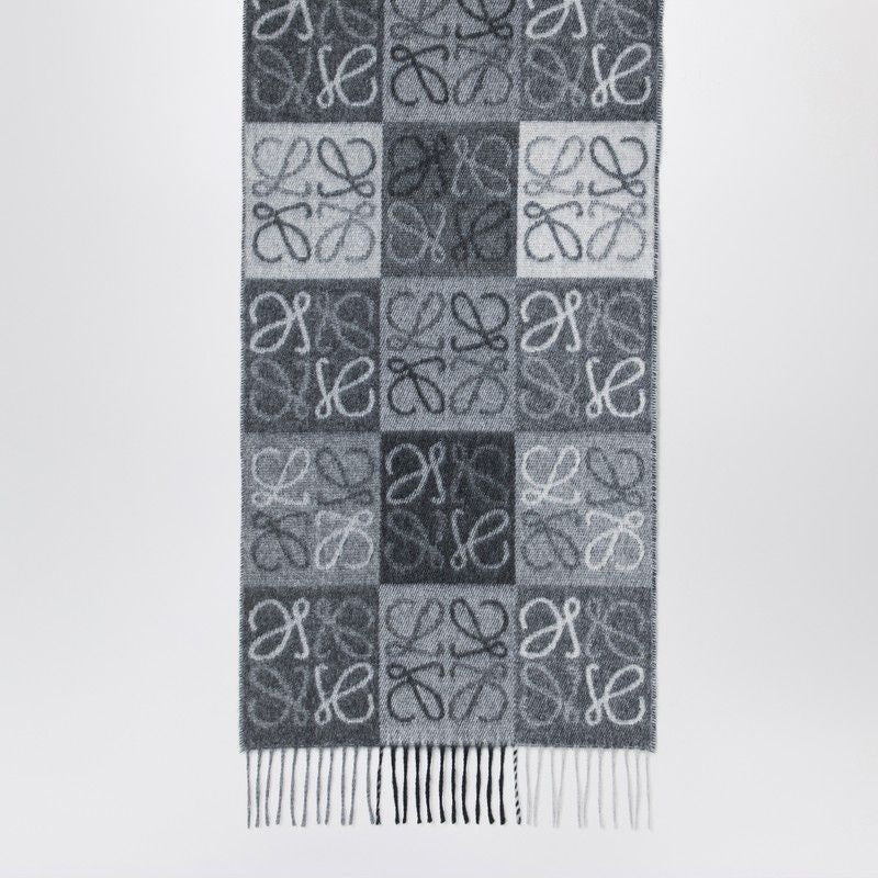 LOEWE Reversible Wool & Cashmere Checkerboard Scarf