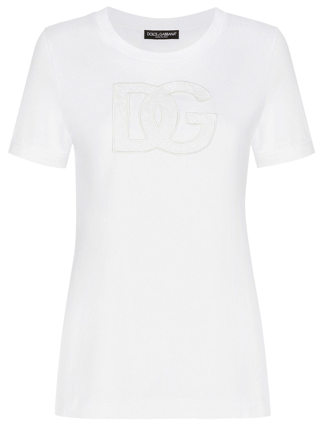 DOLCE & GABBANA Crewneck T-Shirt with DG Lace Logo - Regular Fit