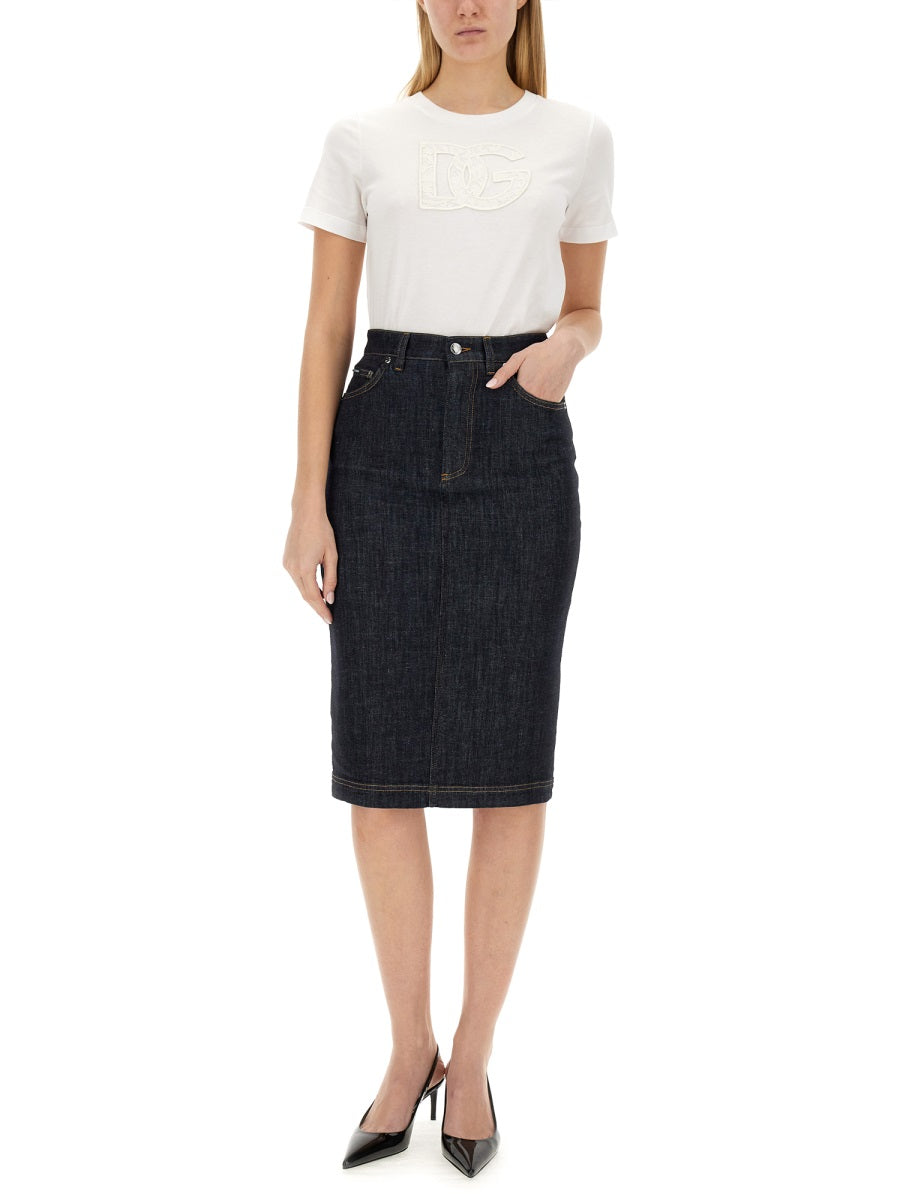 DOLCE & GABBANA Logo Patch Regular Fit T-Shirt in Size 40