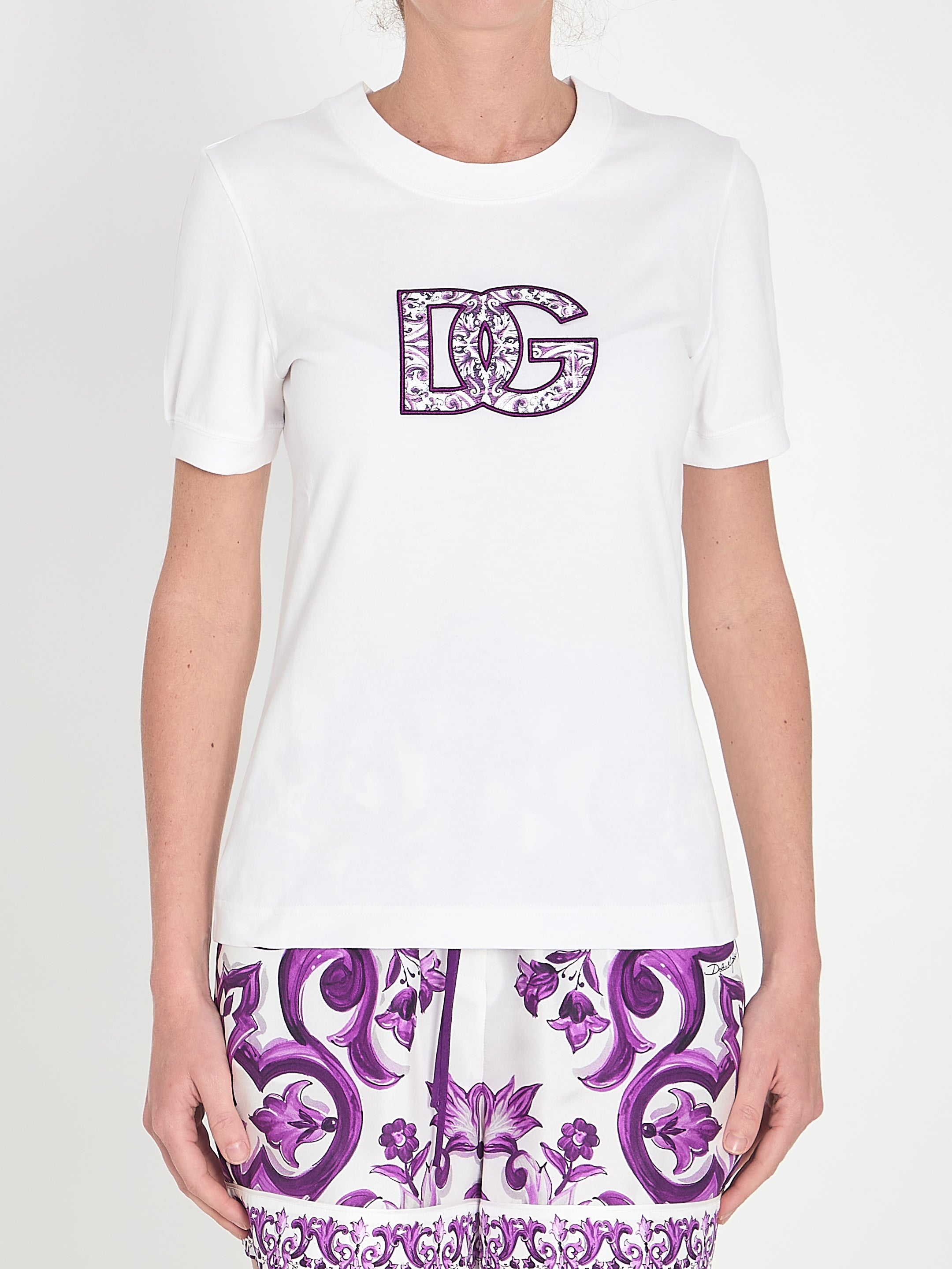 DOLCE & GABBANA Maiolica Embroidered T-Shirt - IT 40