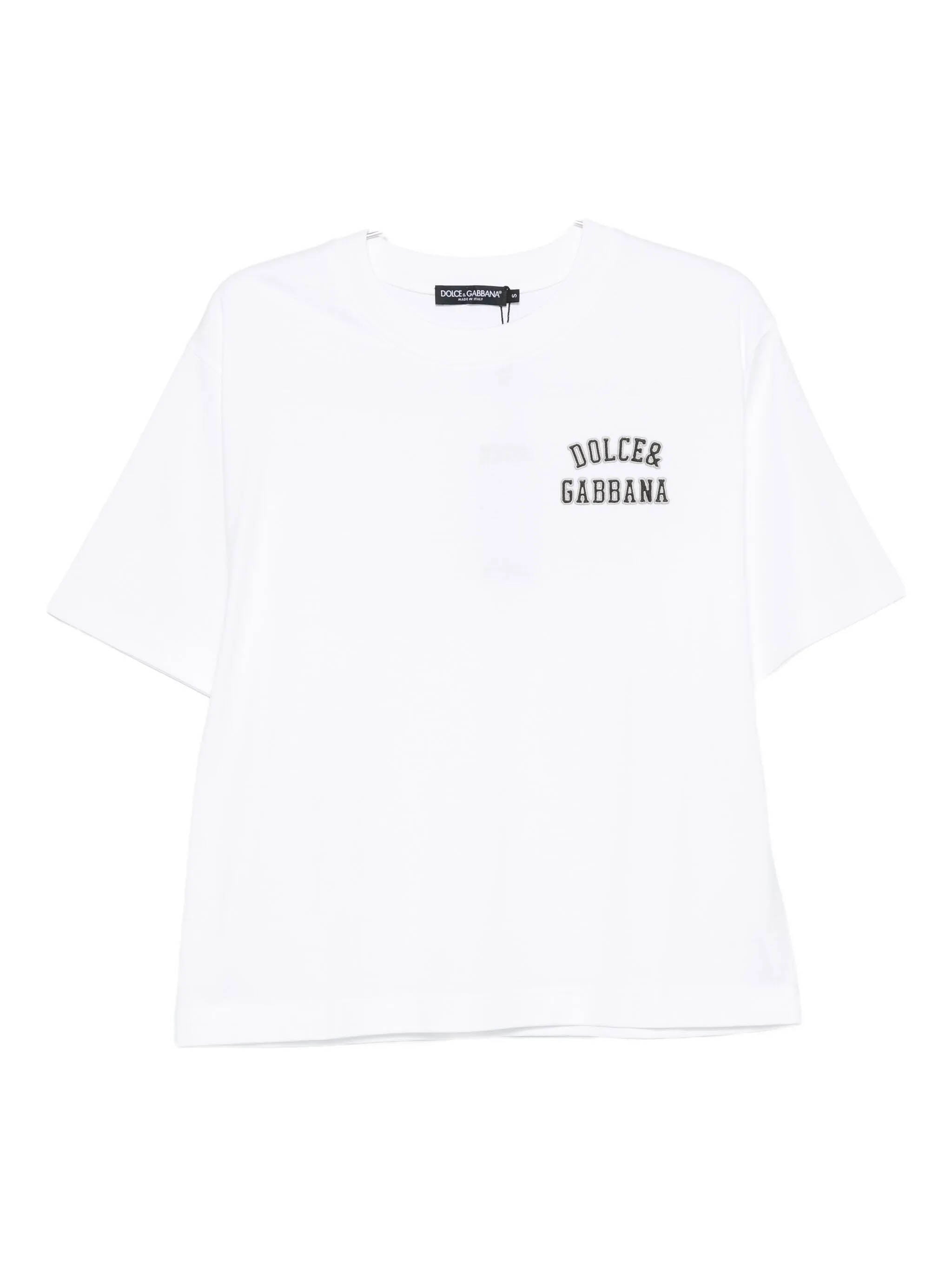 DOLCE & GABBANA Logo Patch Crew Neck T-Shirt for Women
