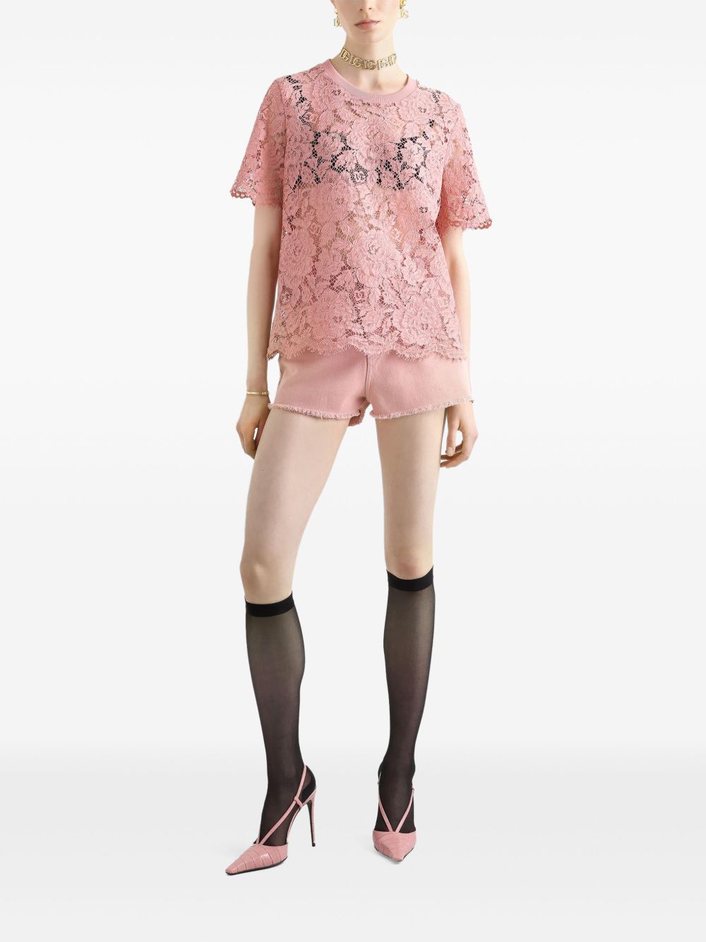 DOLCE & GABBANA Lace Top with Scallop Hem for Women