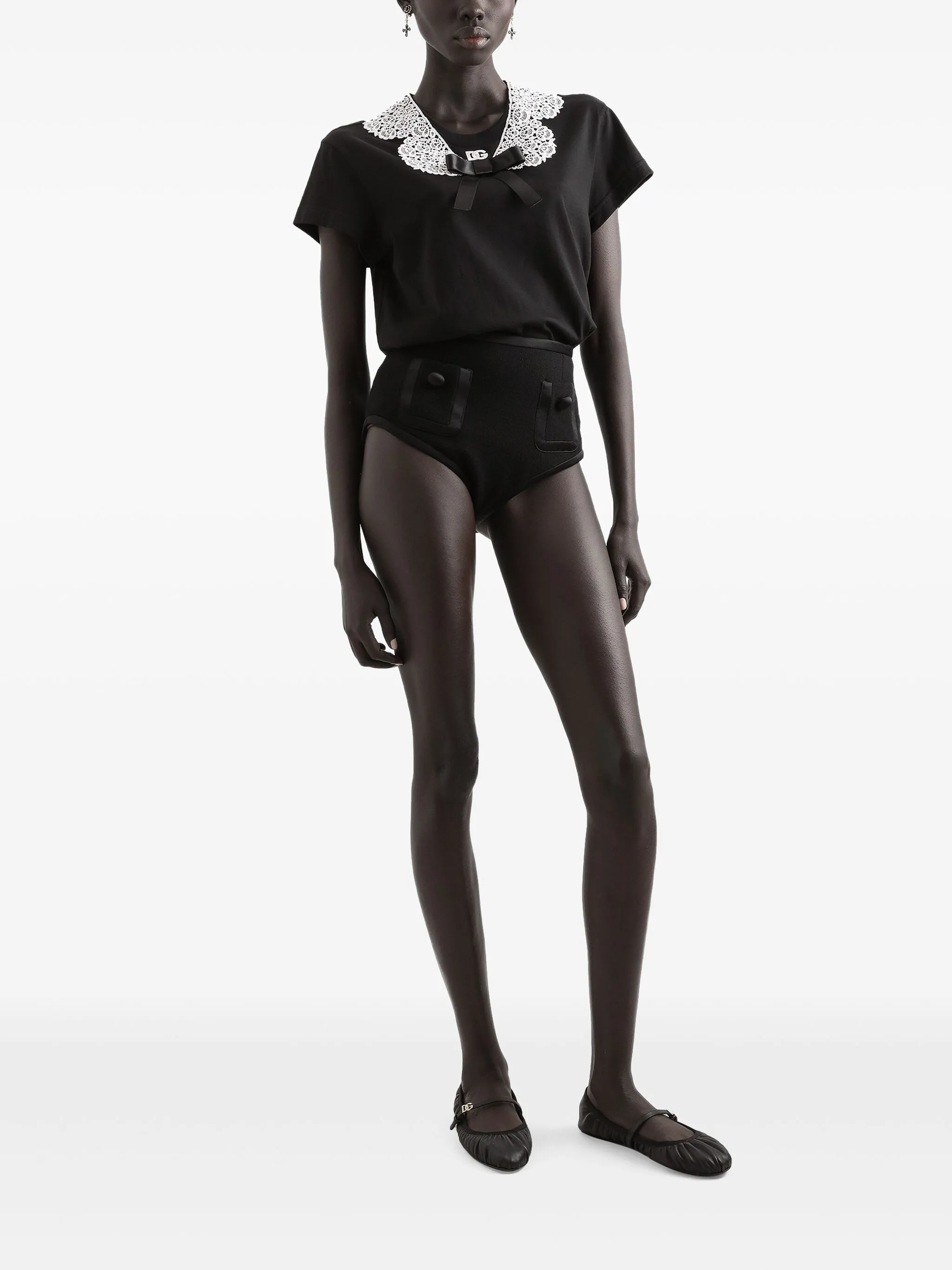 DOLCE & GABBANA Bow Detail Crewneck T-Shirt - Size 38