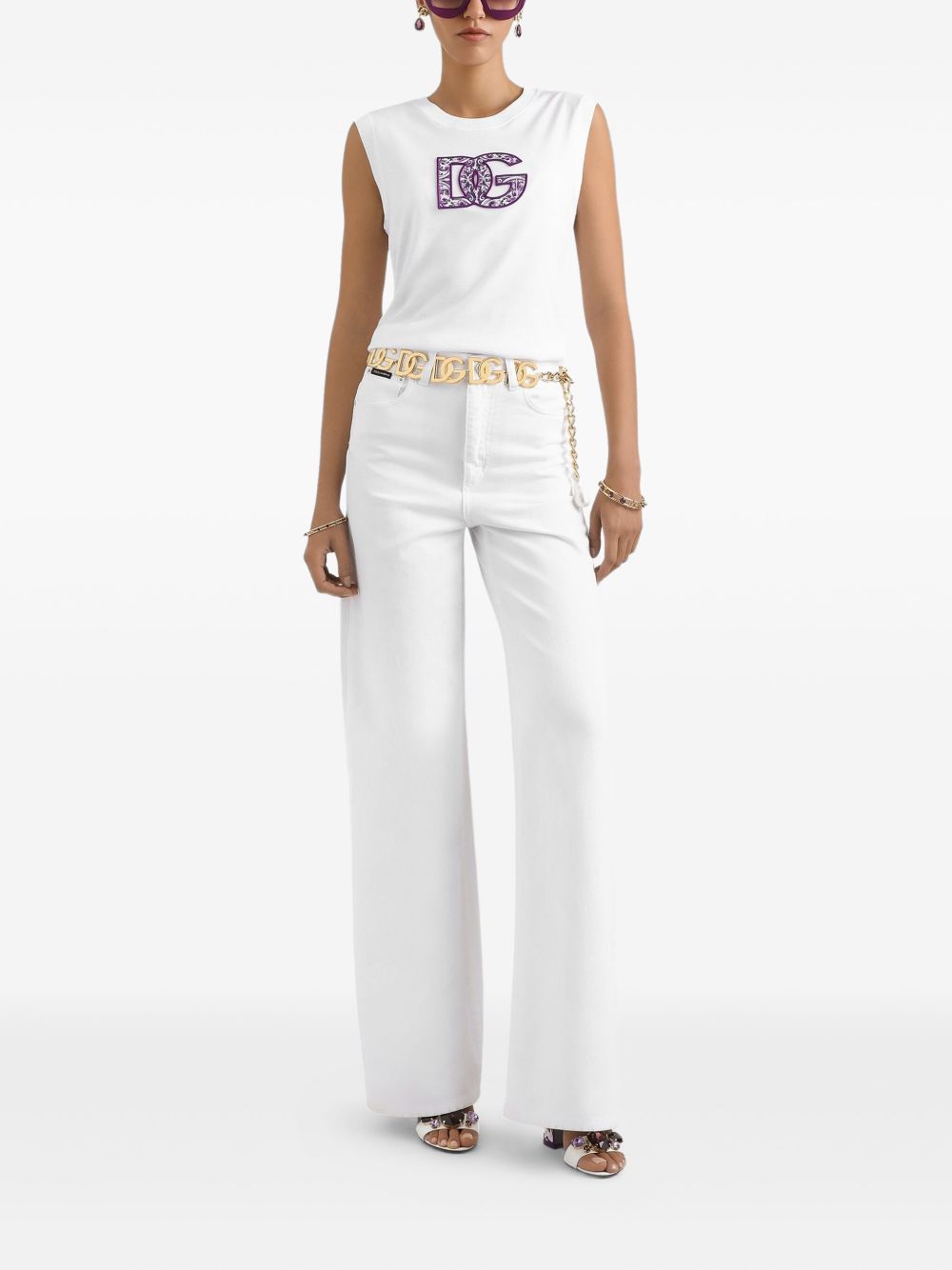 DOLCE & GABBANA Logo Cotton T-Shirt with Cap Sleeves