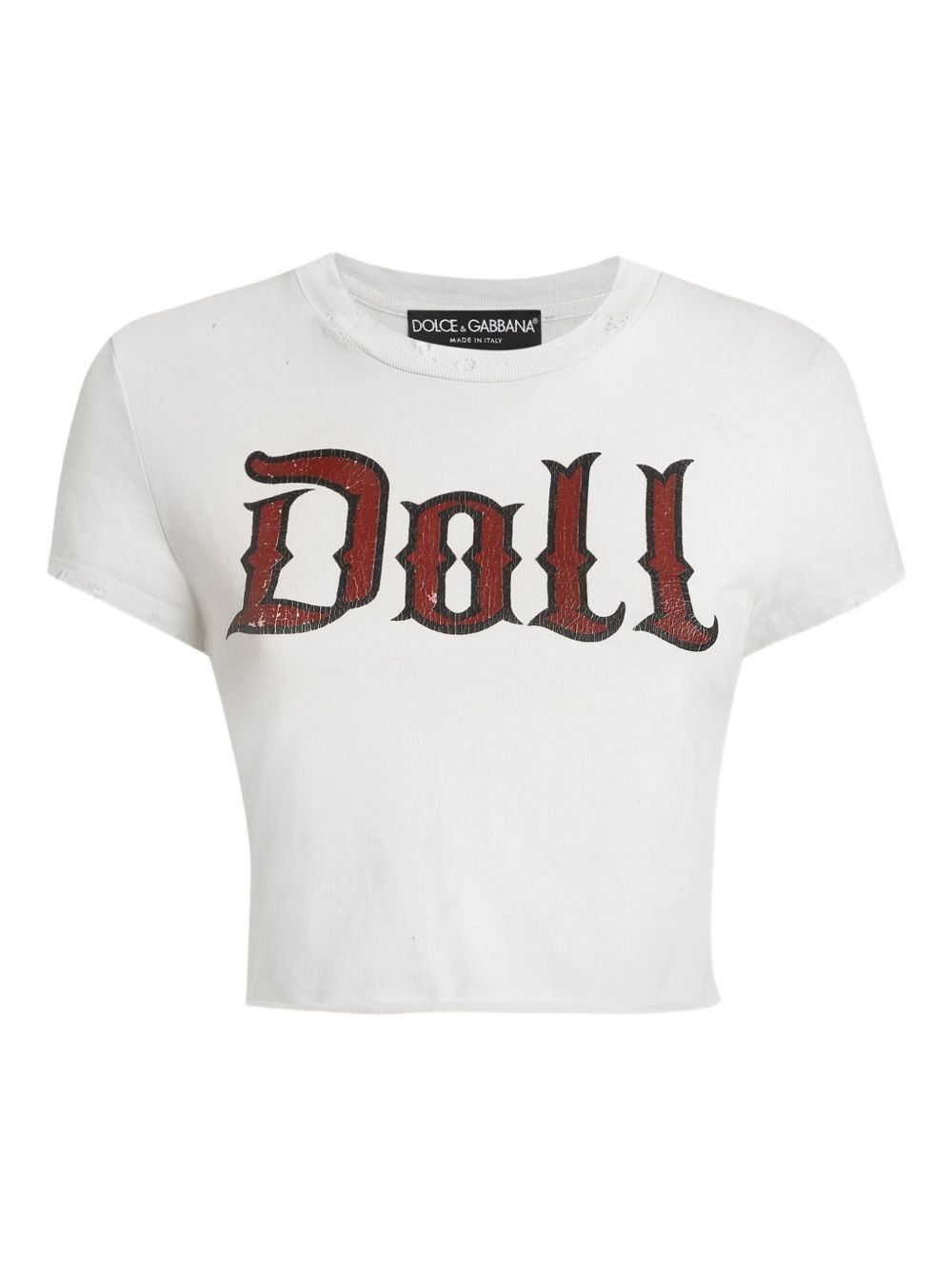 DOLCE & GABBANA Mini Cotton Doll Print Cropped Tee