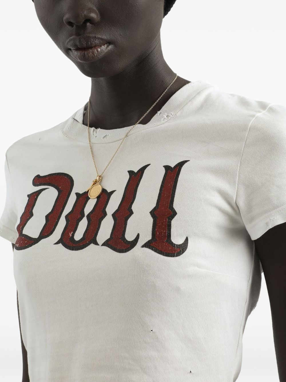 DOLCE & GABBANA Mini Cotton Doll Print Cropped Tee