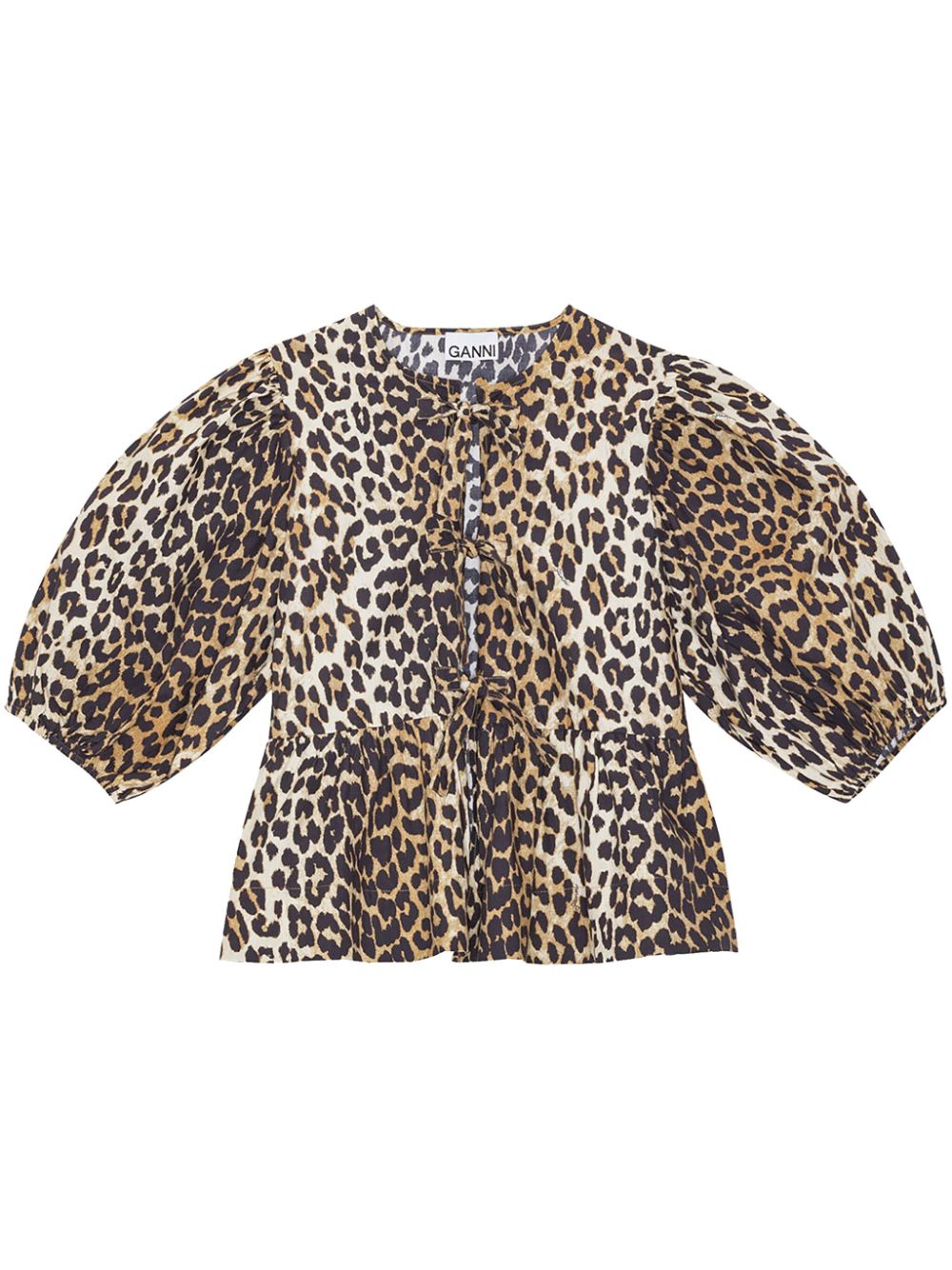 GANNI Leopard Print Knot Detail Mini Top