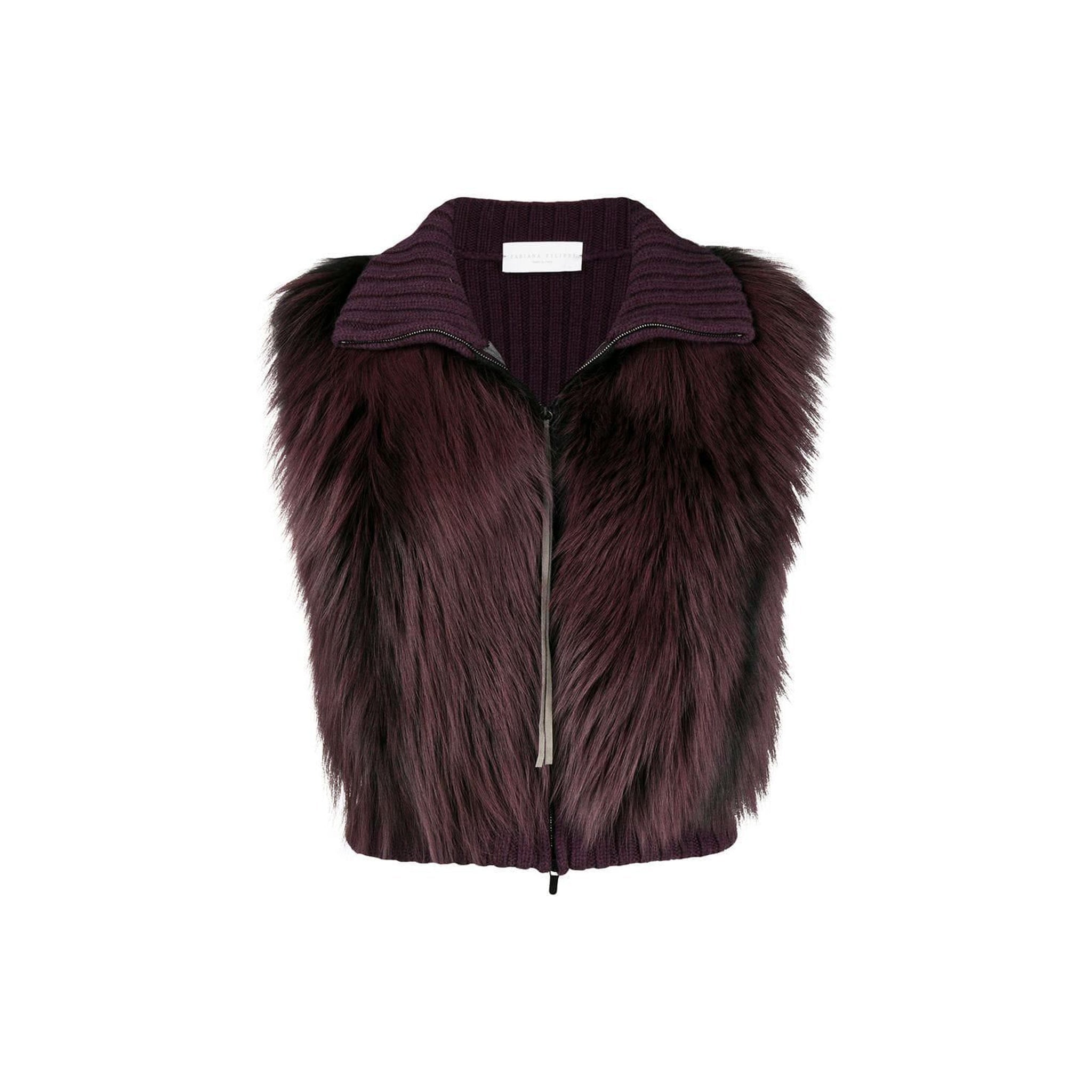 FABIANA FILIPPI Luxury Fox Fur Knit Vest Jacket - Women's Fall Winter Essential