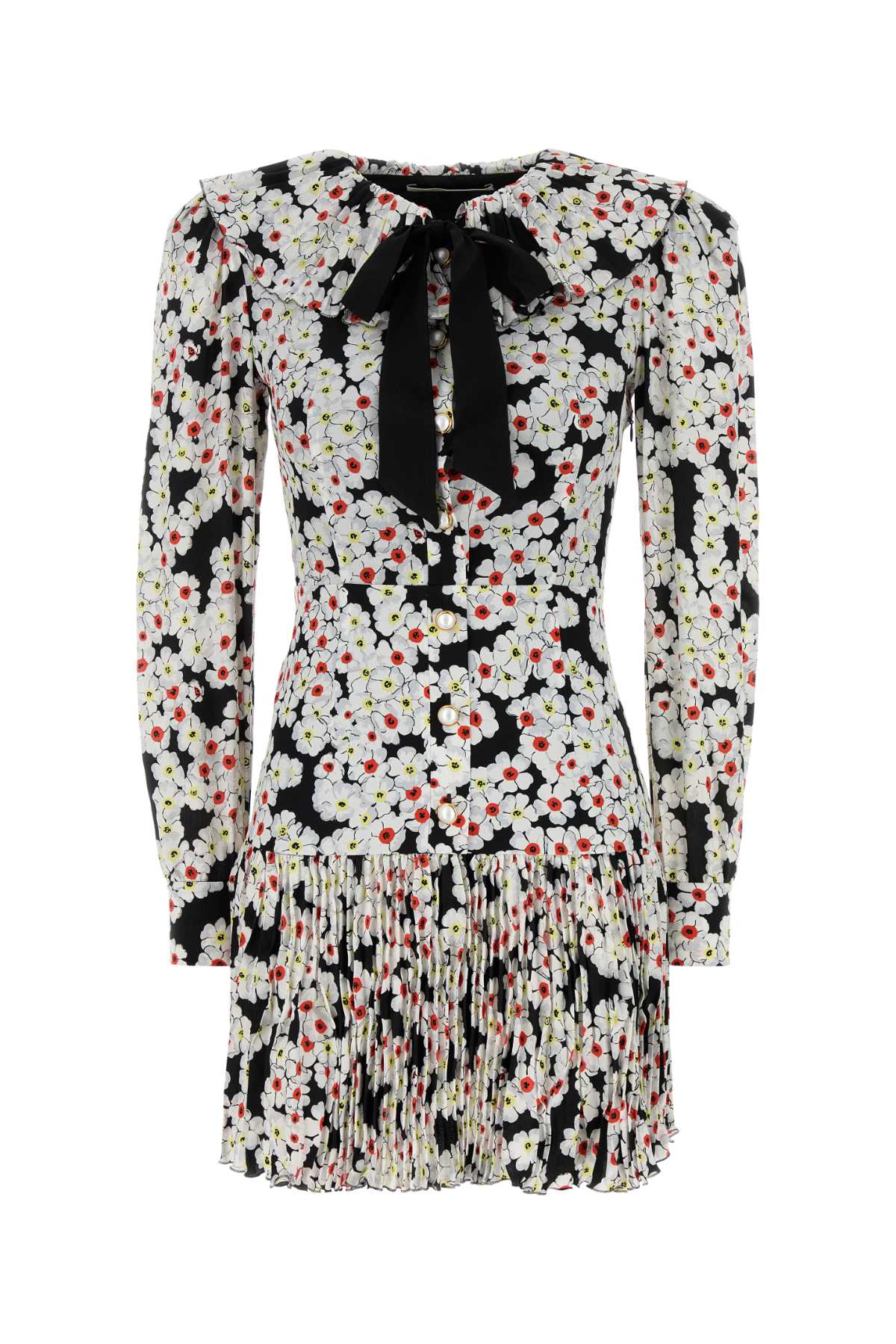 ALESSANDRA RICH Floral Printed Silk Mini Dress for Women