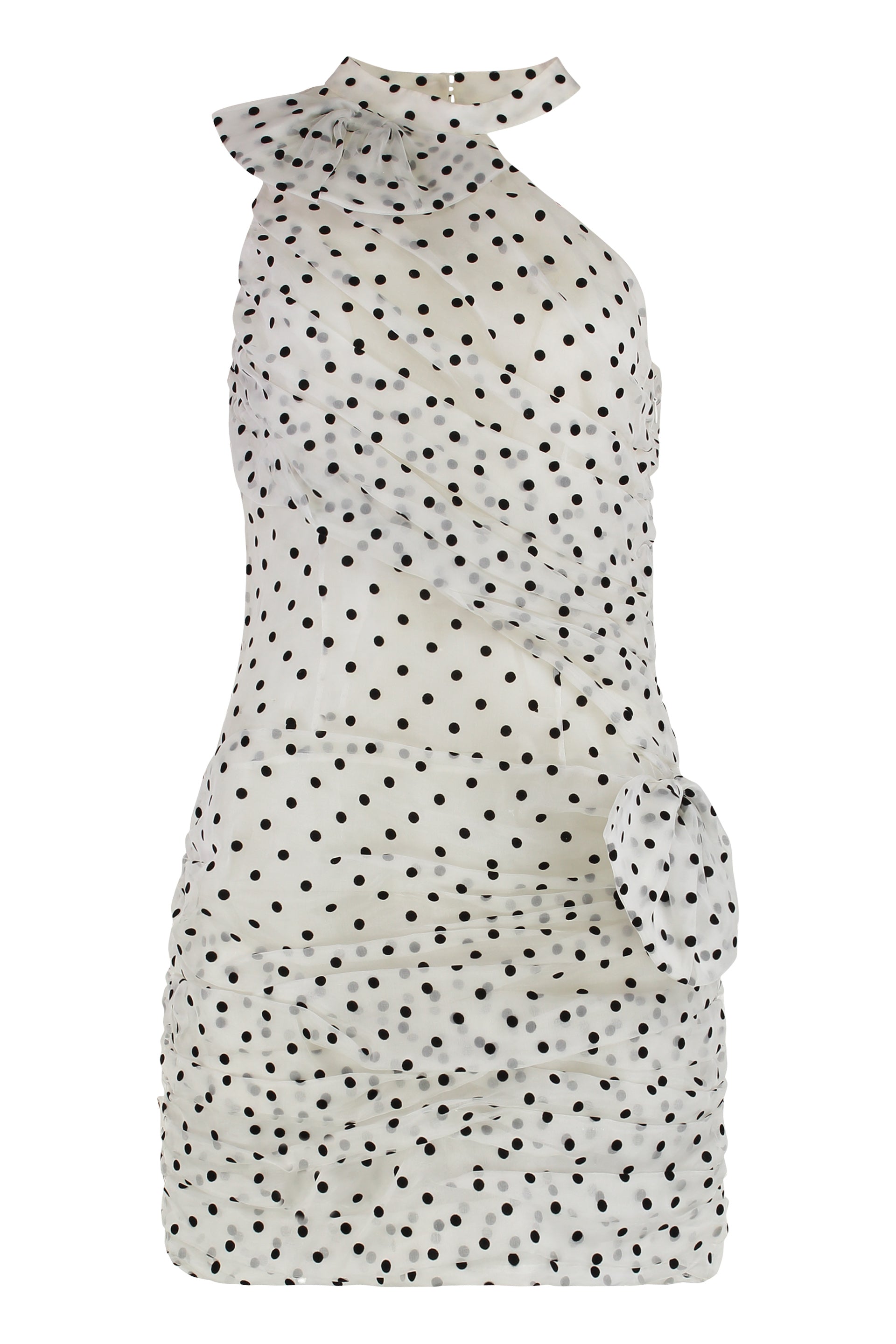 ALESSANDRA RICH Chic Polka-Dot Mini-Dress with Decorative Bow