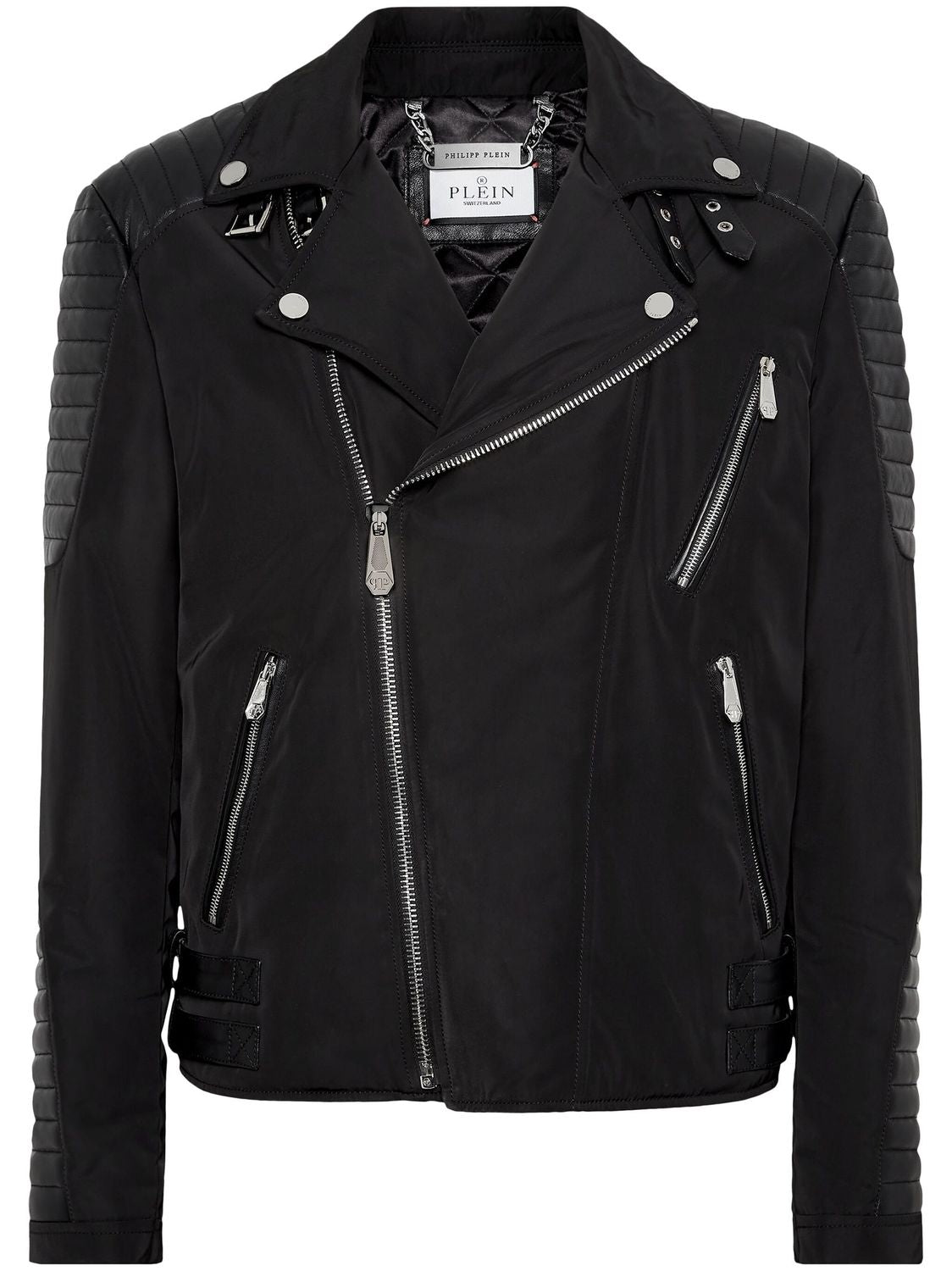 PHILIPP PLEIN Padded-Detail Leather Biker Jacket