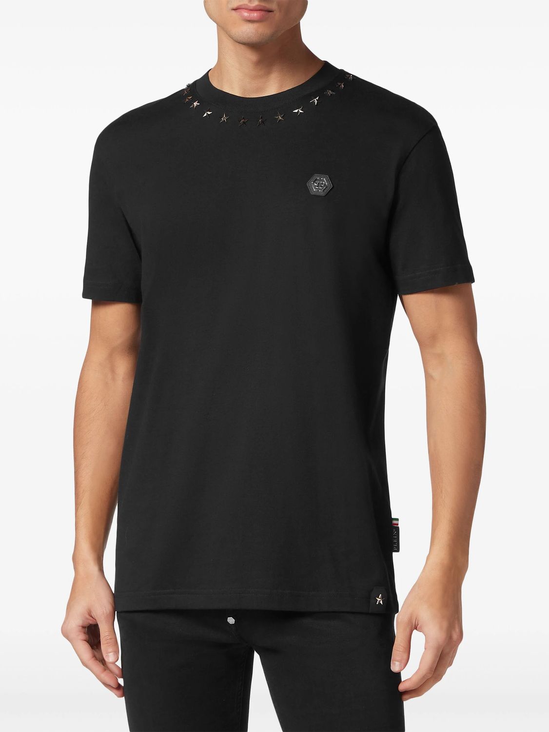 PHILIPP PLEIN Logo-Appliqué Cotton T-Shirt with Star Stud Detailing - Men