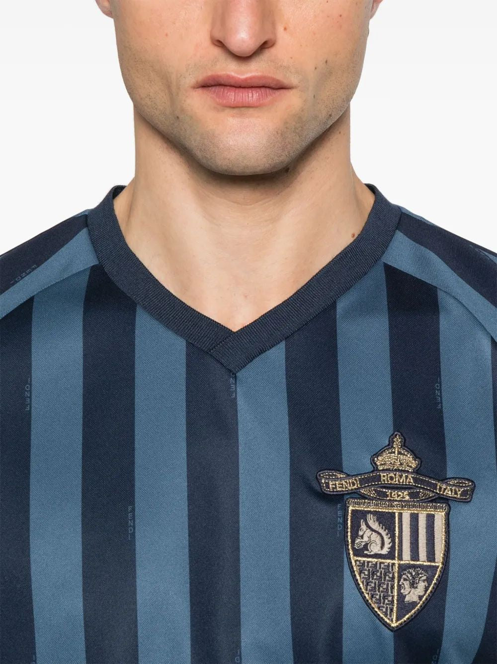 FENDI Printed Polyester T-Shirt with FF Crest Design