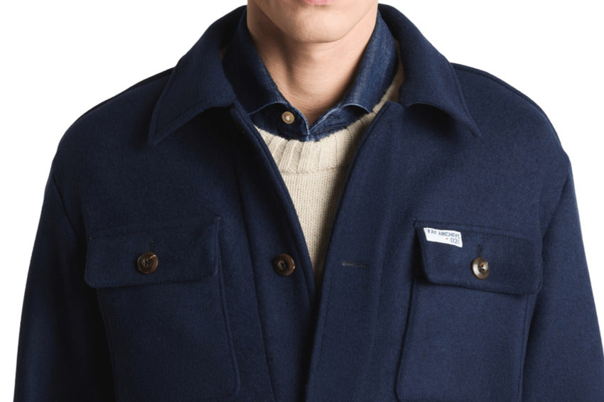 FAY Oversized Wool Blend Overshirt