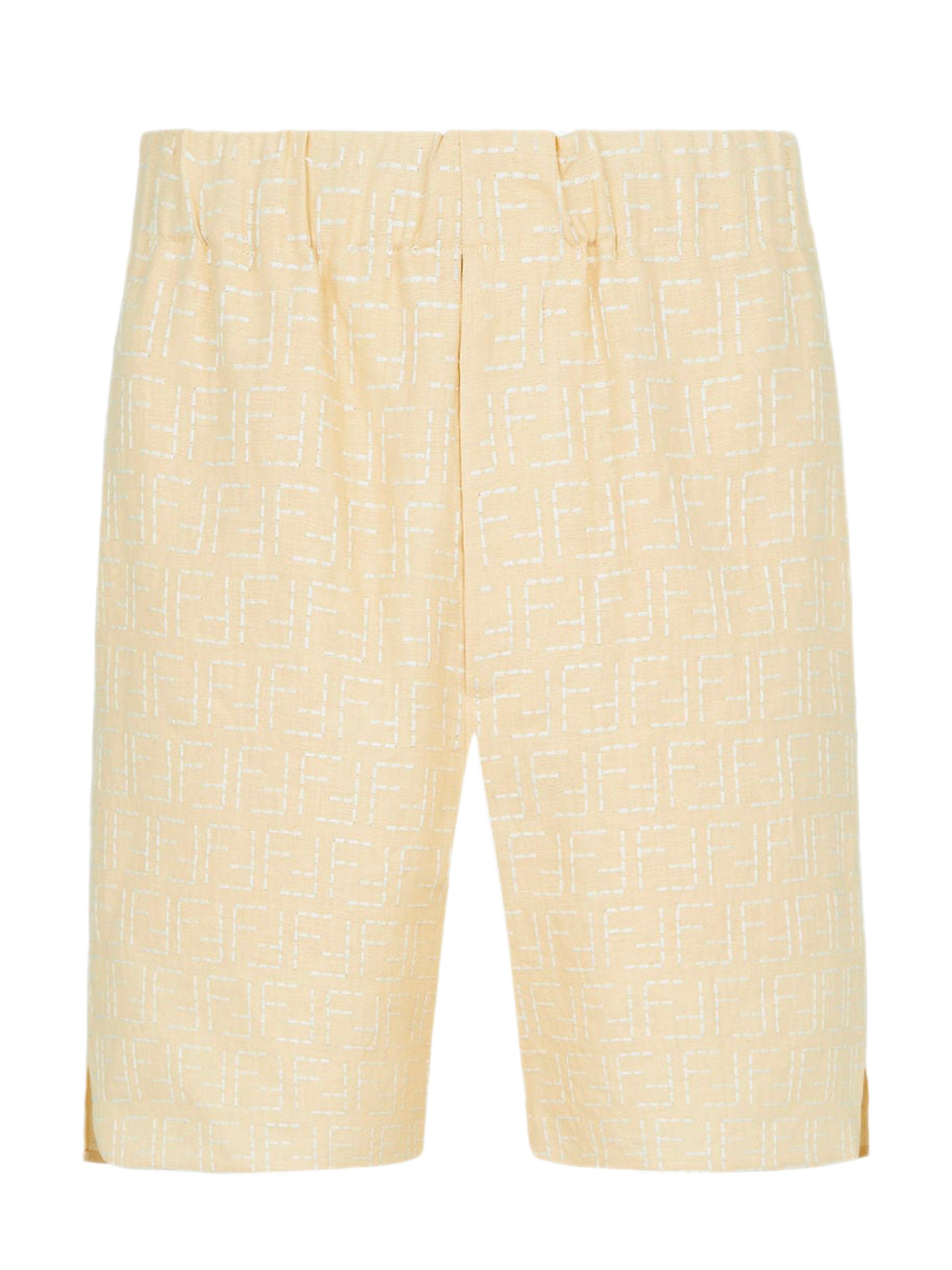 FENDI FF Jacquard Linen Bermuda Shorts - Size 48