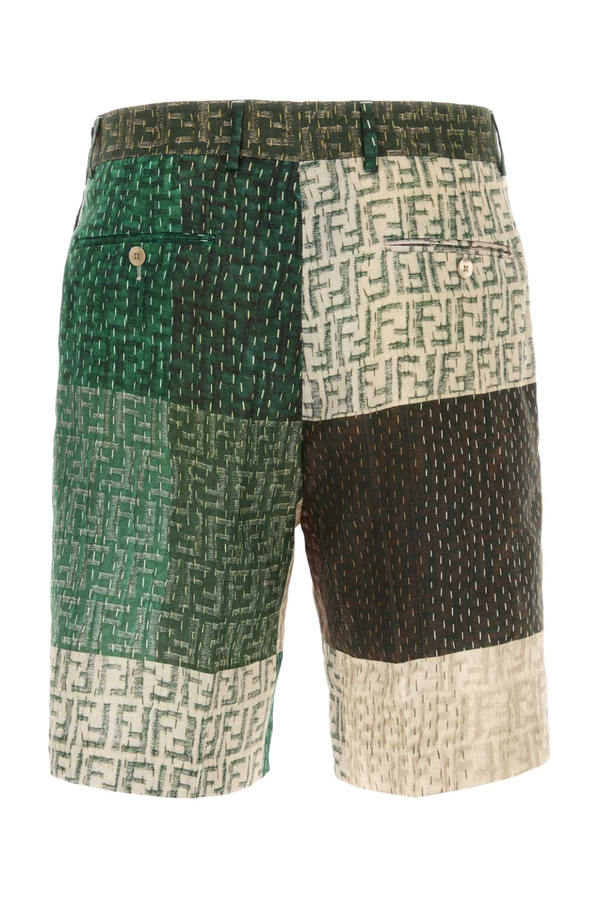 FENDI Linen Bermuda Shorts with Elastic Waist - Size 48