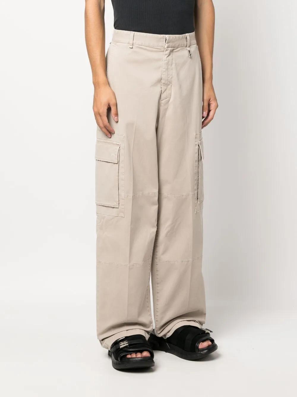 FENDI Wide-Leg Trousers with Logo Patch