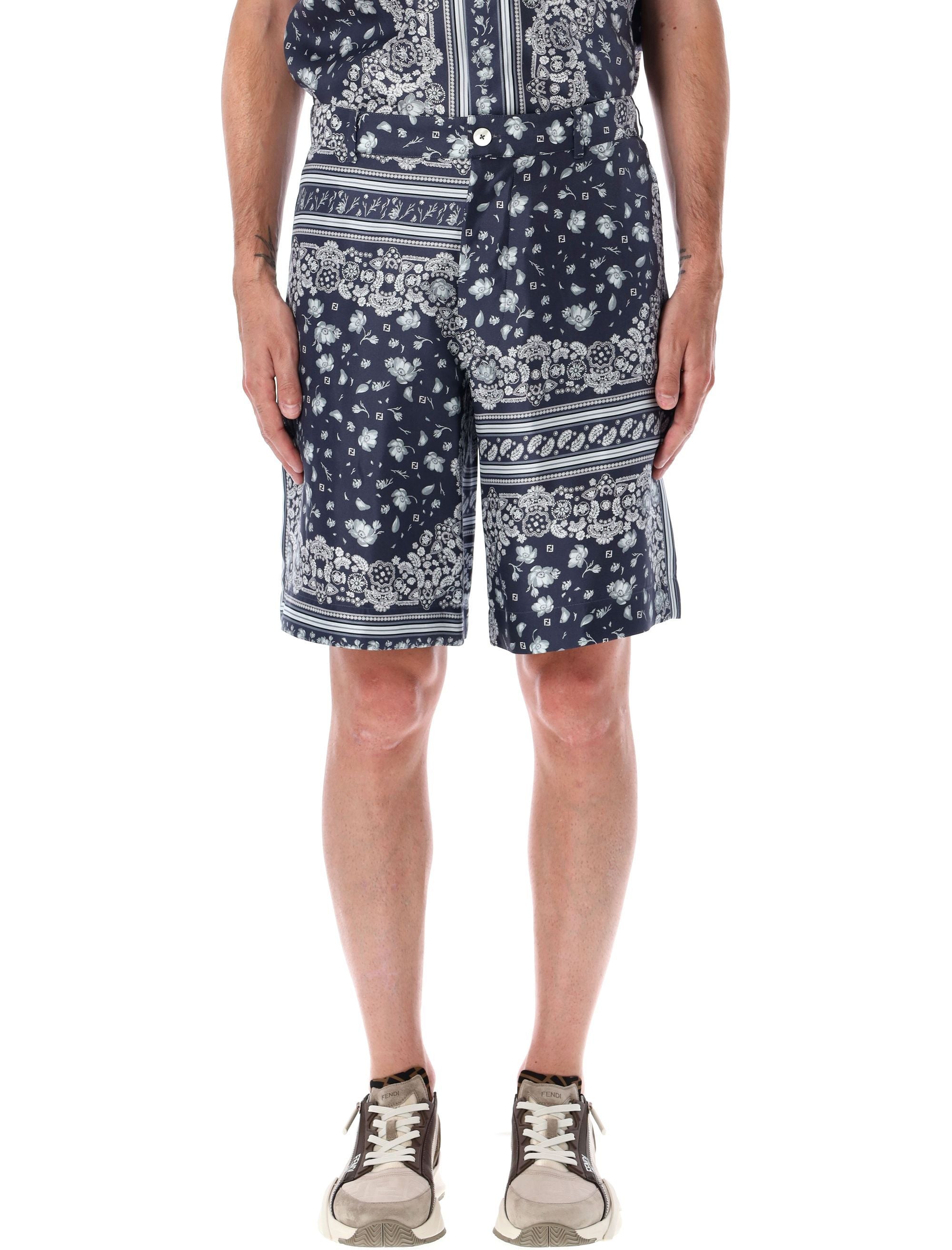 FENDI Printed Silk Bermuda Shorts for Men - SS25 Collection