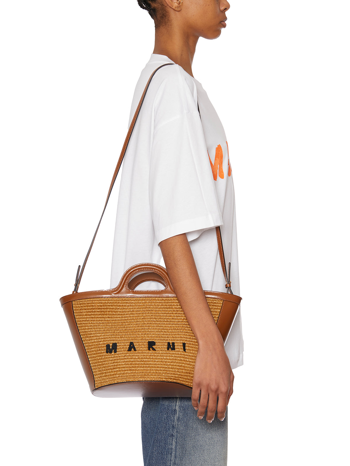 MARNI Tropicalia Micro Leather and Raffia Handbag