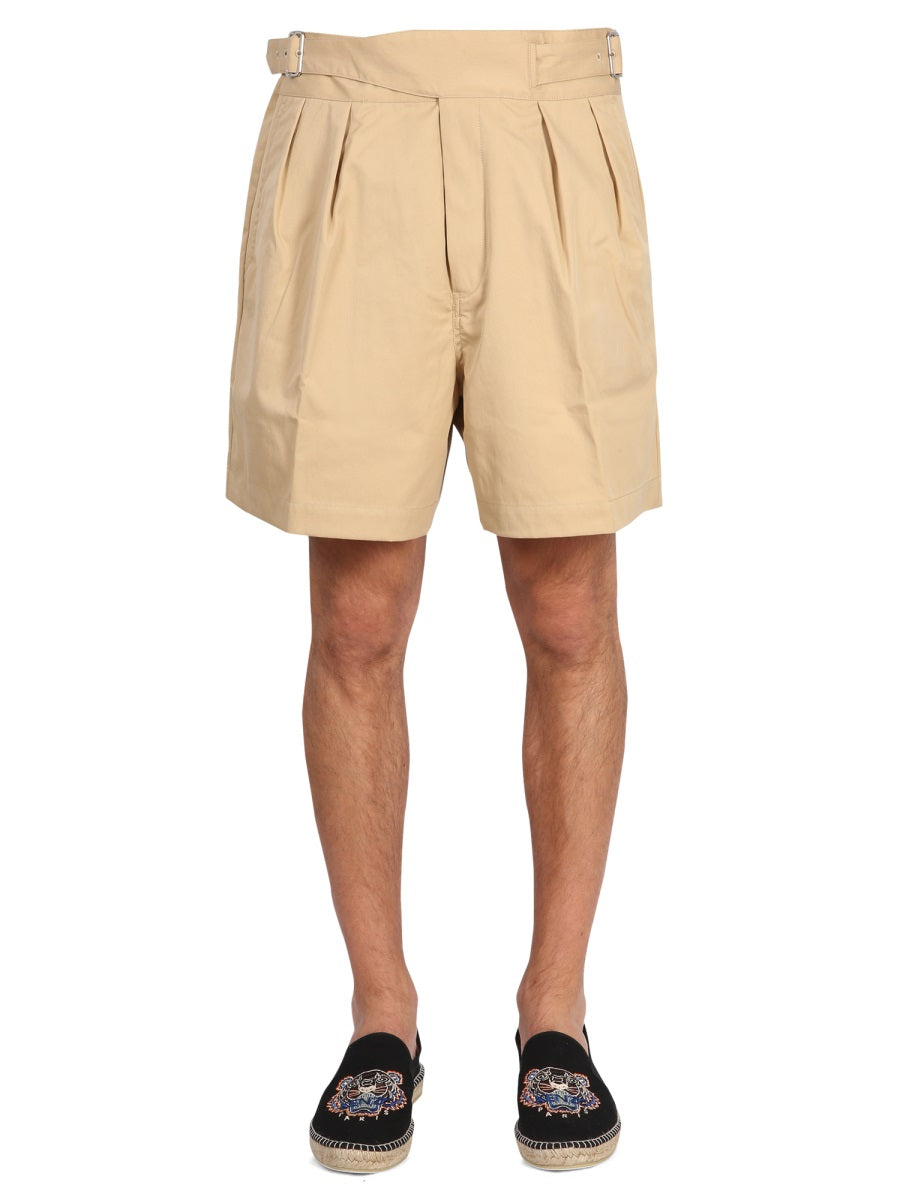 KENZO Men's Twill Shorts with Adjustable Belt