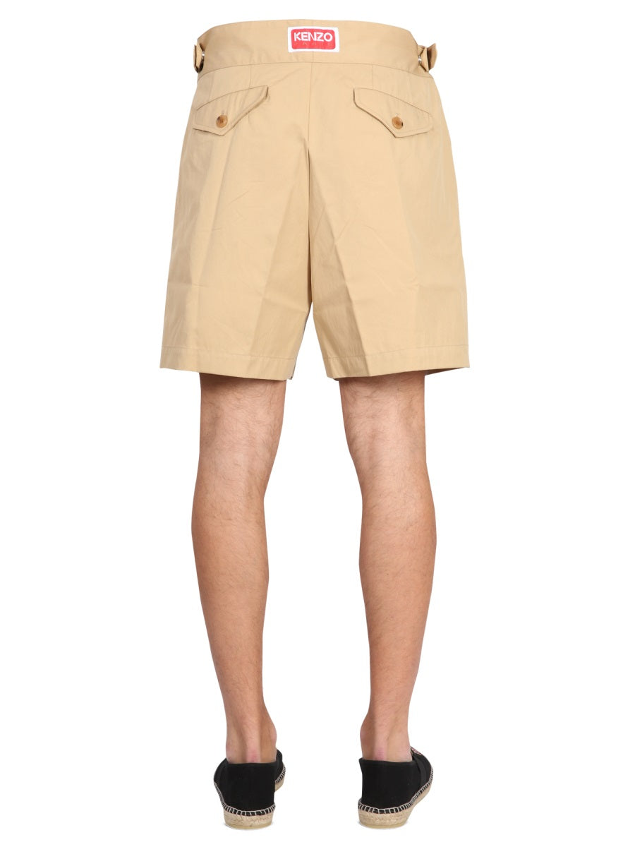 KENZO Men's Twill Shorts with Adjustable Belt