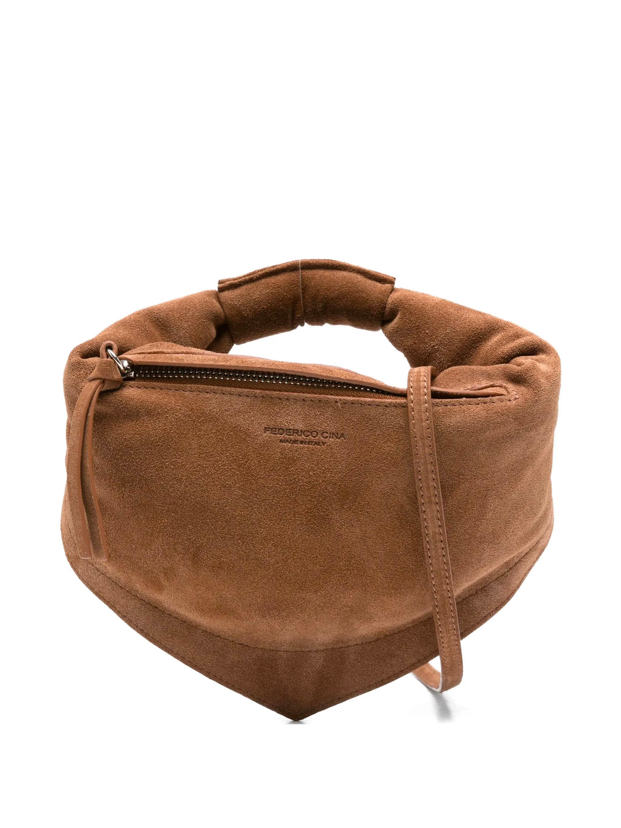 FEDERICO CINA Mini Suede Handbag with Reinforced Handle