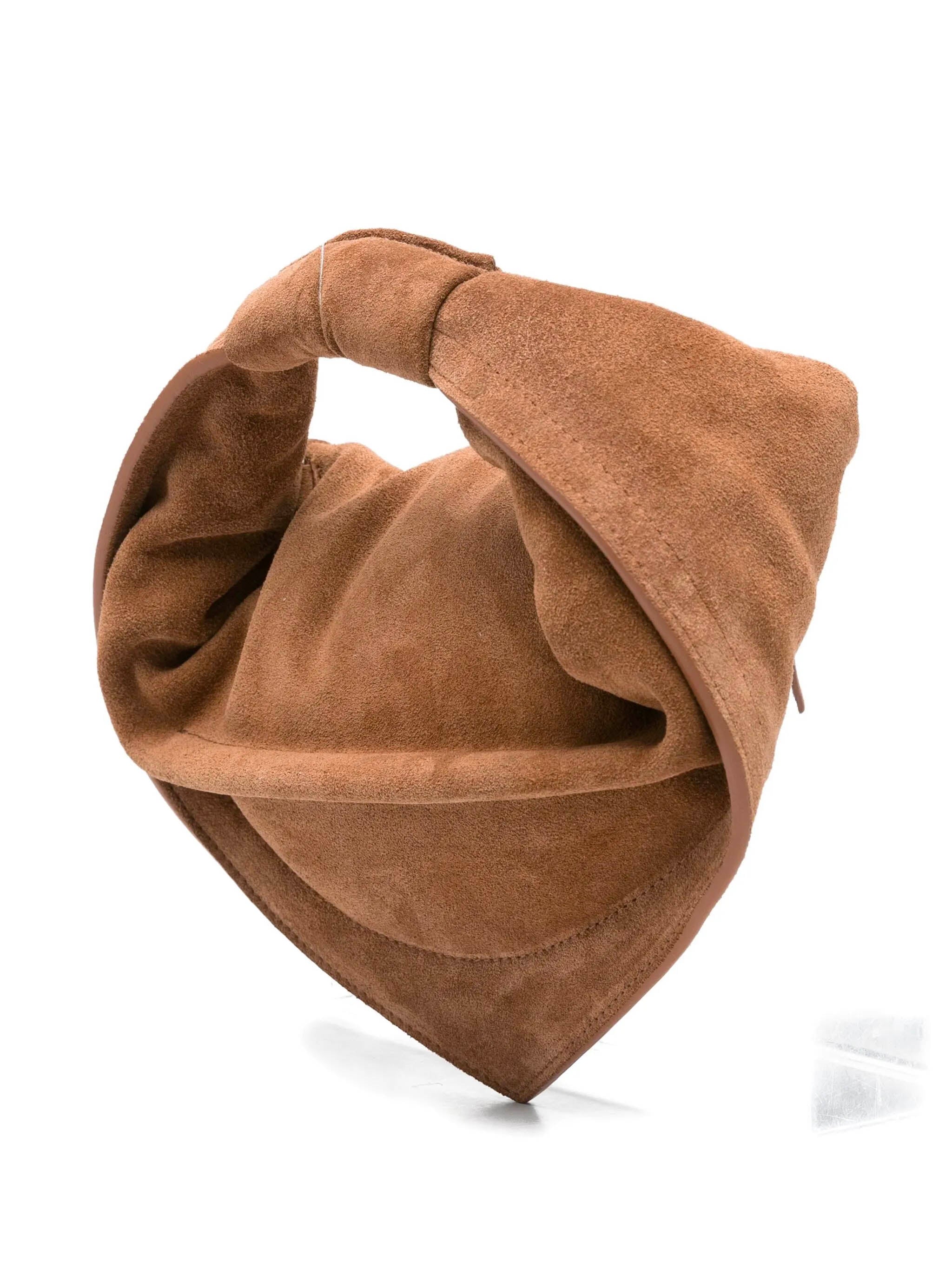 FEDERICO CINA Mini Suede Handbag with Reinforced Handle